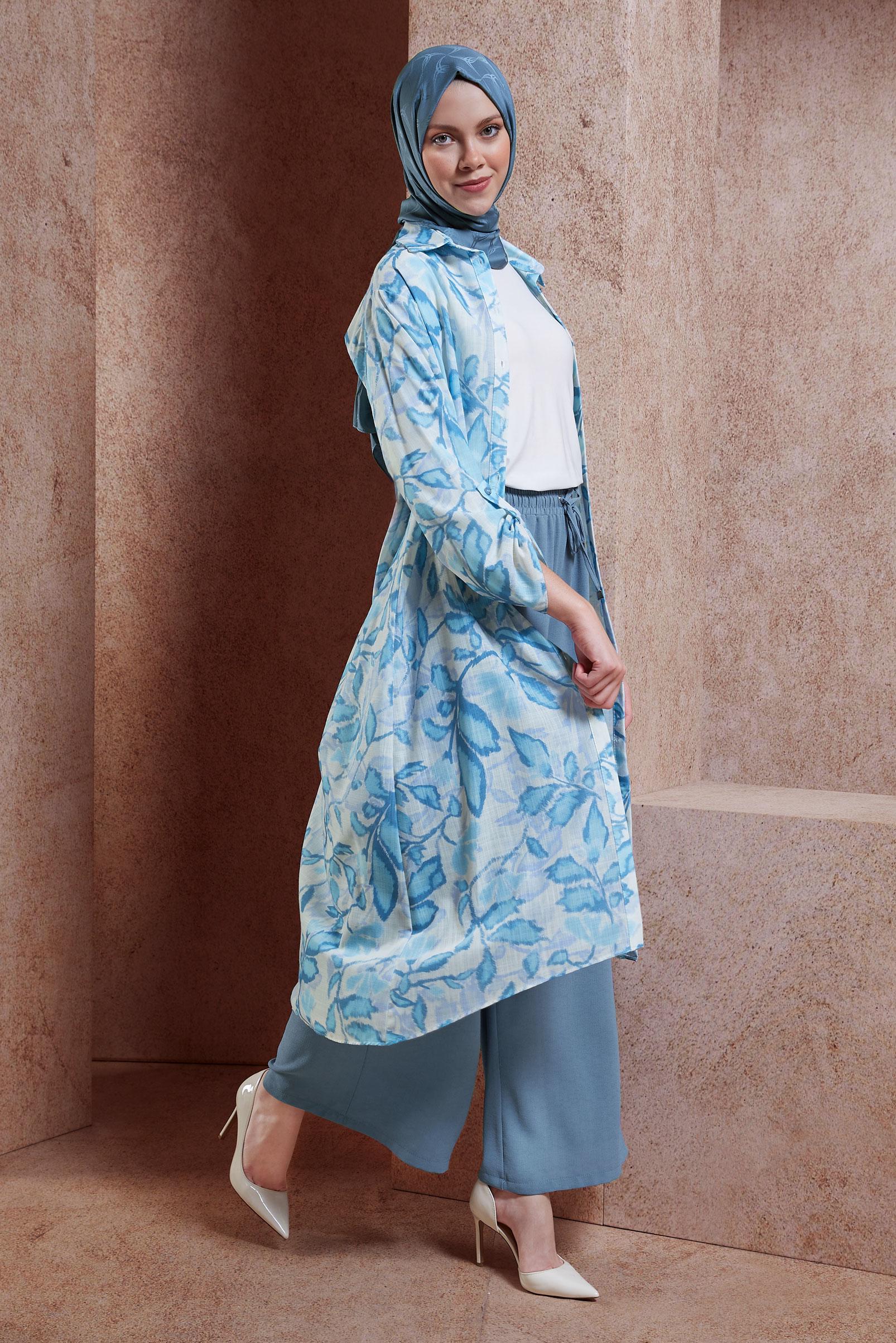 Tesettür giyim MAVİ GENİŞ PAÇA PANTOLON 70747