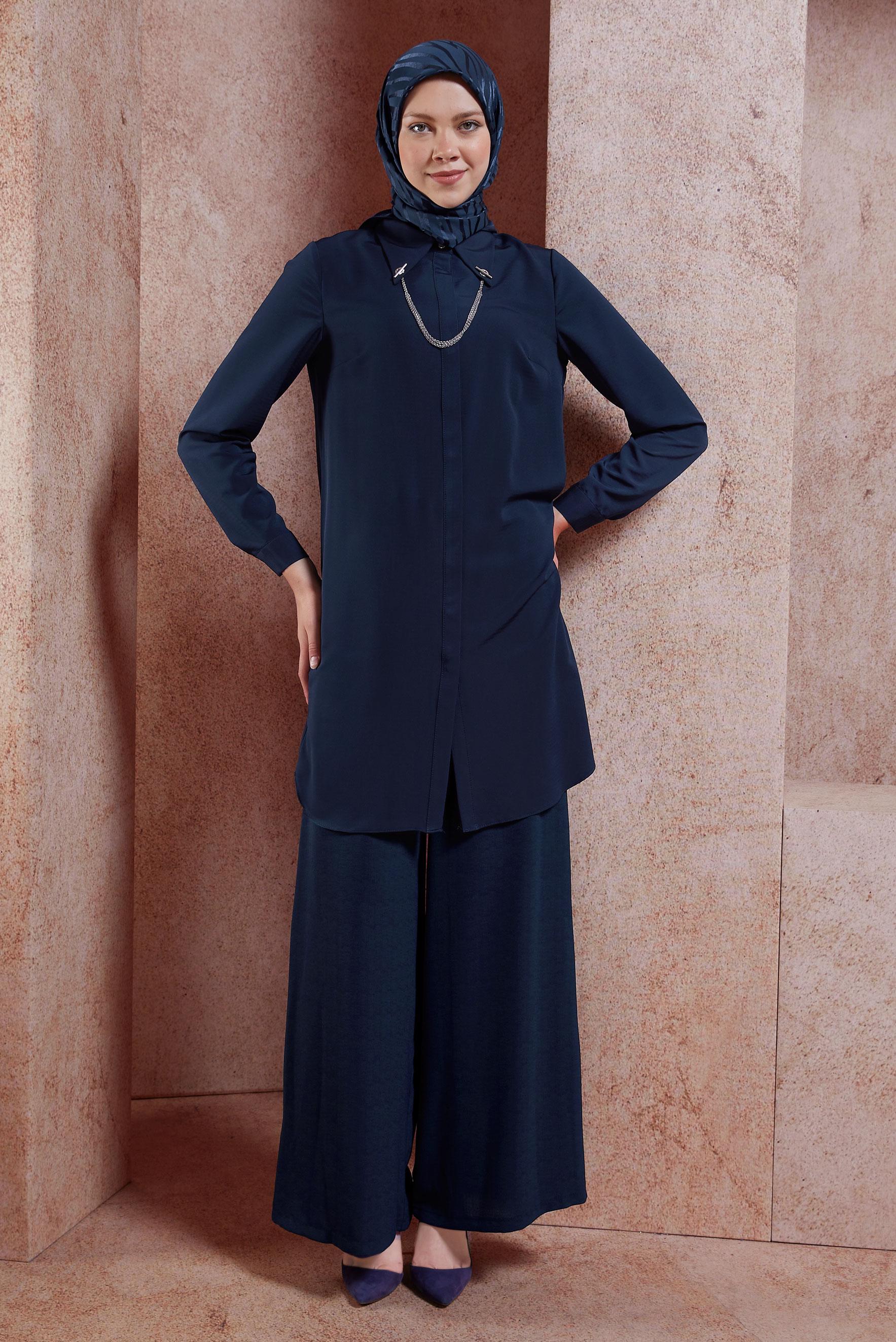 Tesettür giyim LACİVERT GENİŞ PAÇA PANTOLON 70747