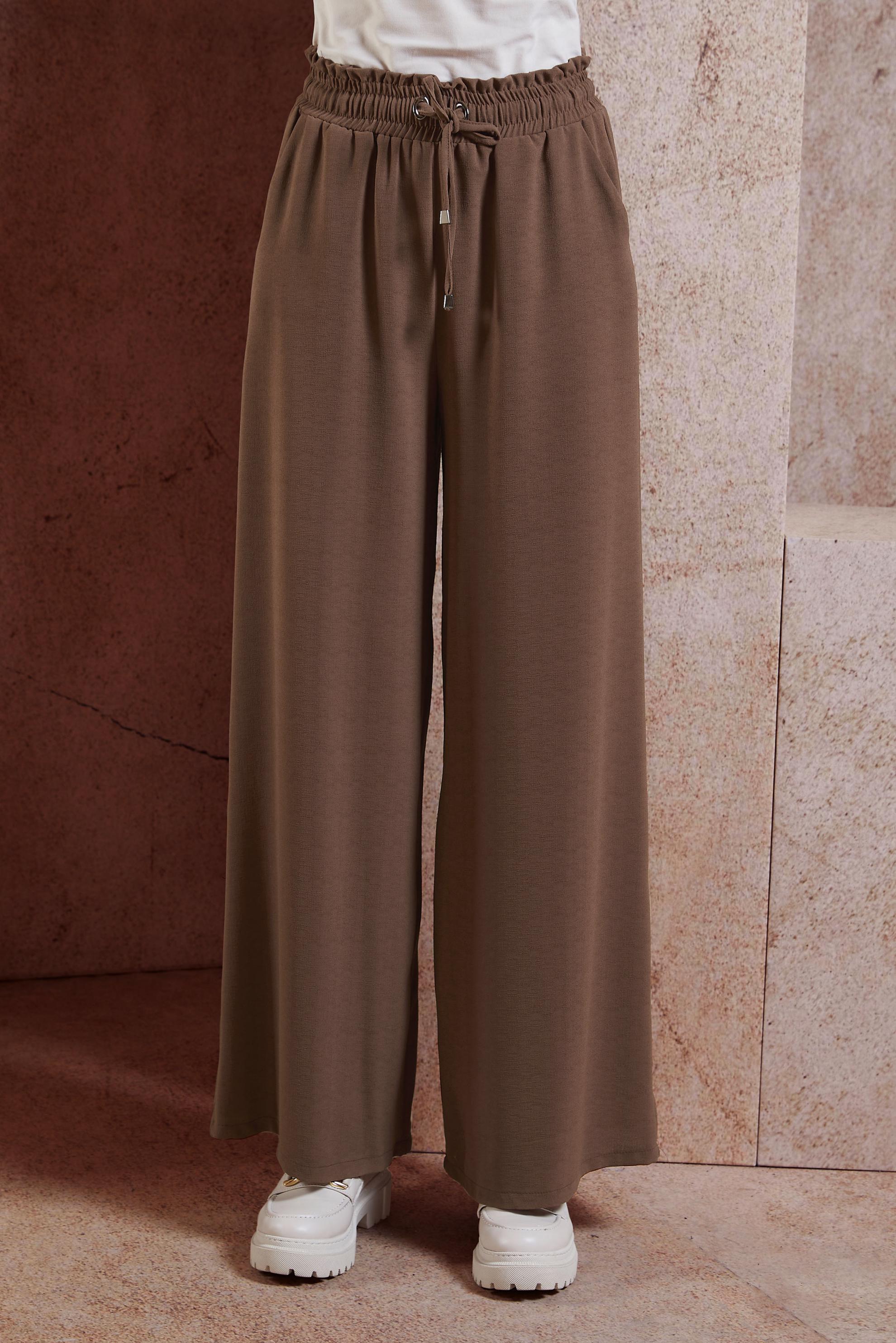 Tesettür giyim KAHVE GENİŞ PAÇA PANTOLON 70747