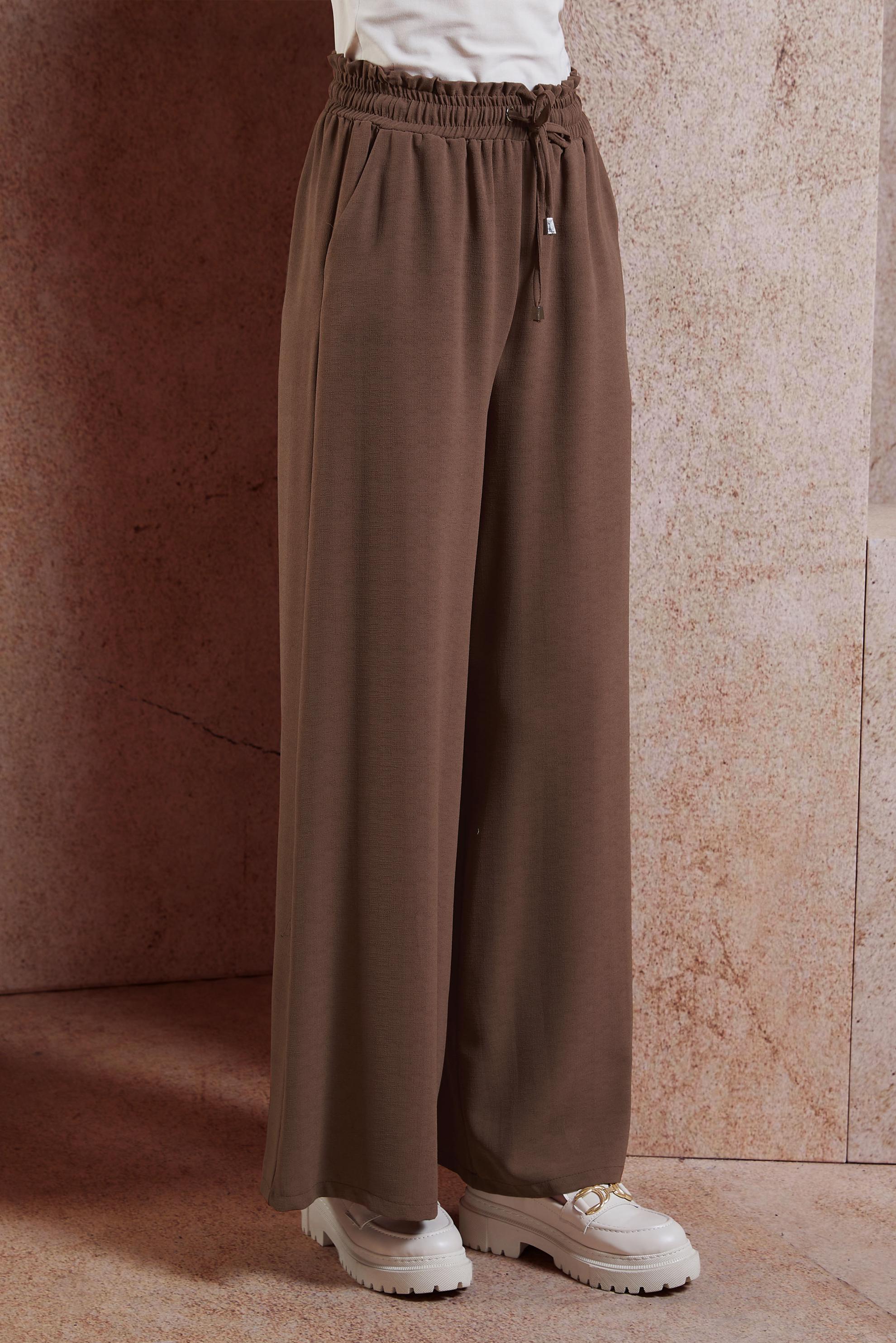 Tesettür giyim KAHVE GENİŞ PAÇA PANTOLON 70747