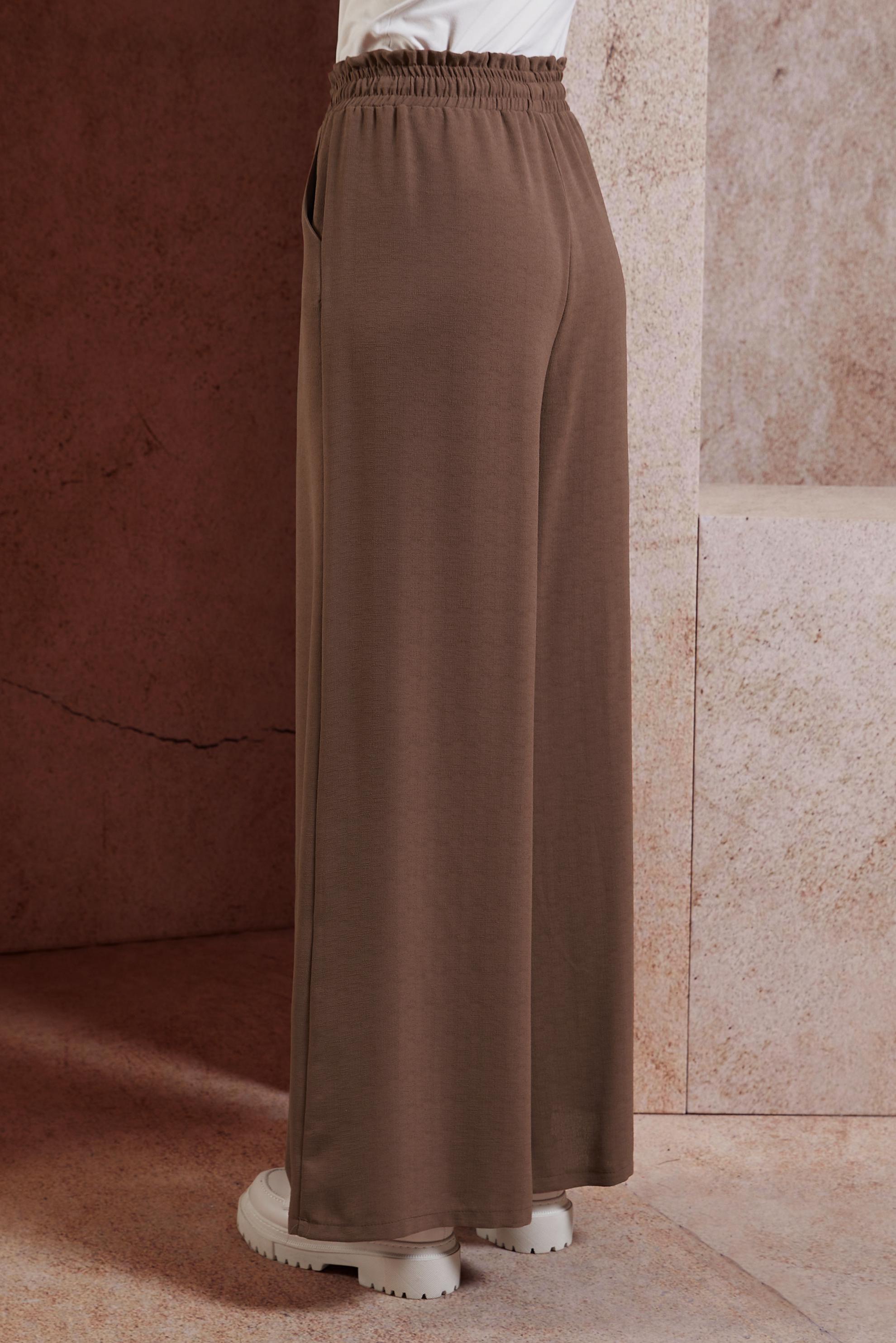 Tesettür giyim KAHVE GENİŞ PAÇA PANTOLON 70747