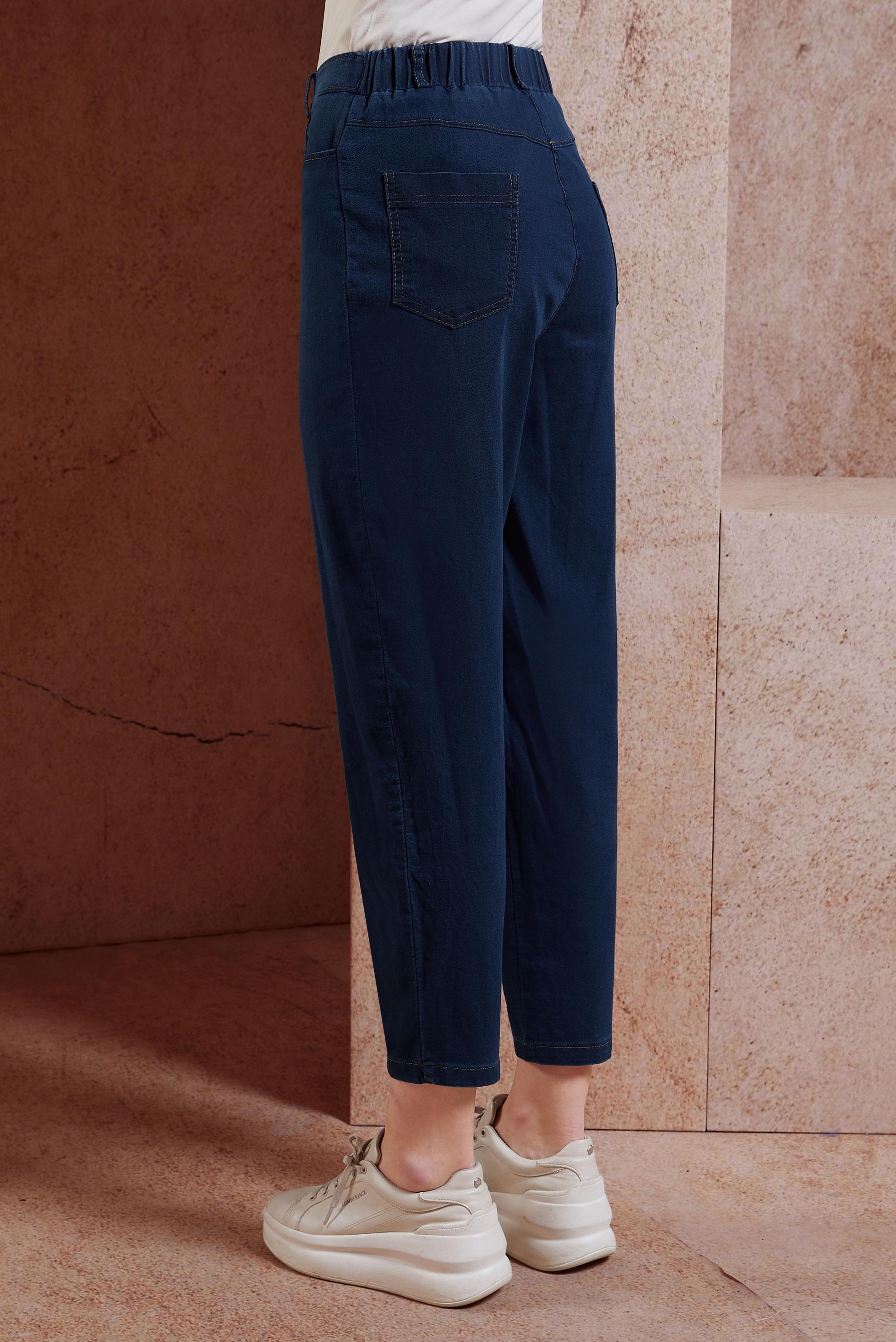 Tesettür giyim LACİVERT YÜKSEK BEL KOT PANTOLON 70748