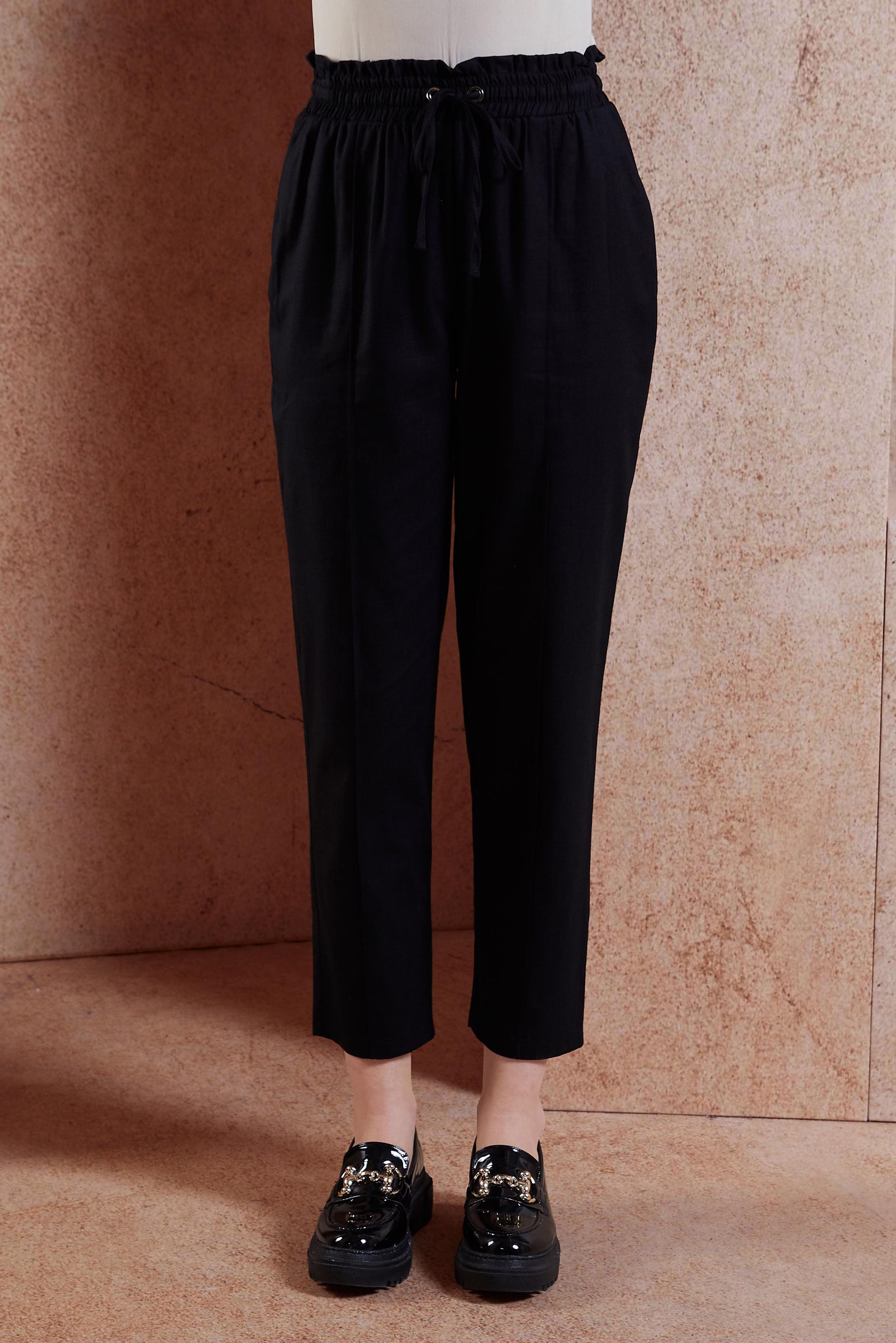 Tesettür giyim SİYAH BELİ LASTİKLİ PANTOLON 70749