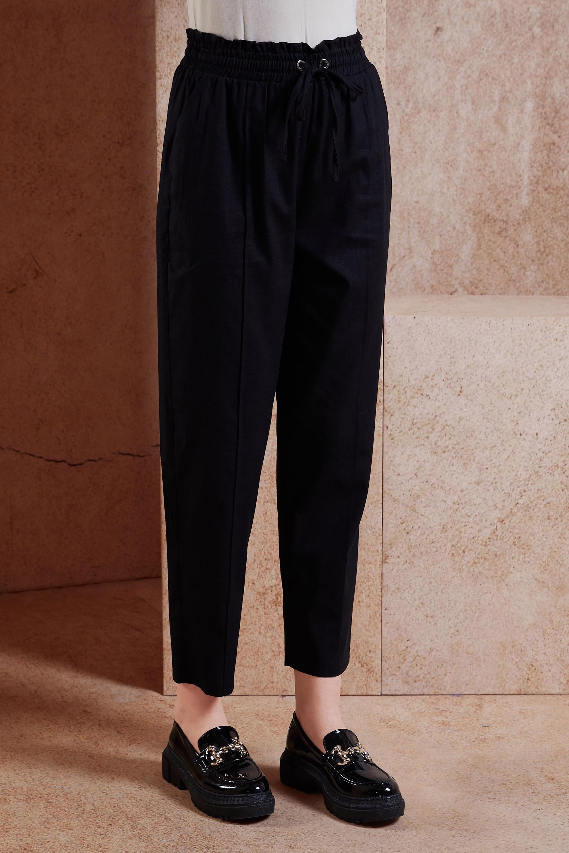 Tesettür giyim SİYAH BELİ LASTİKLİ PANTOLON 70749