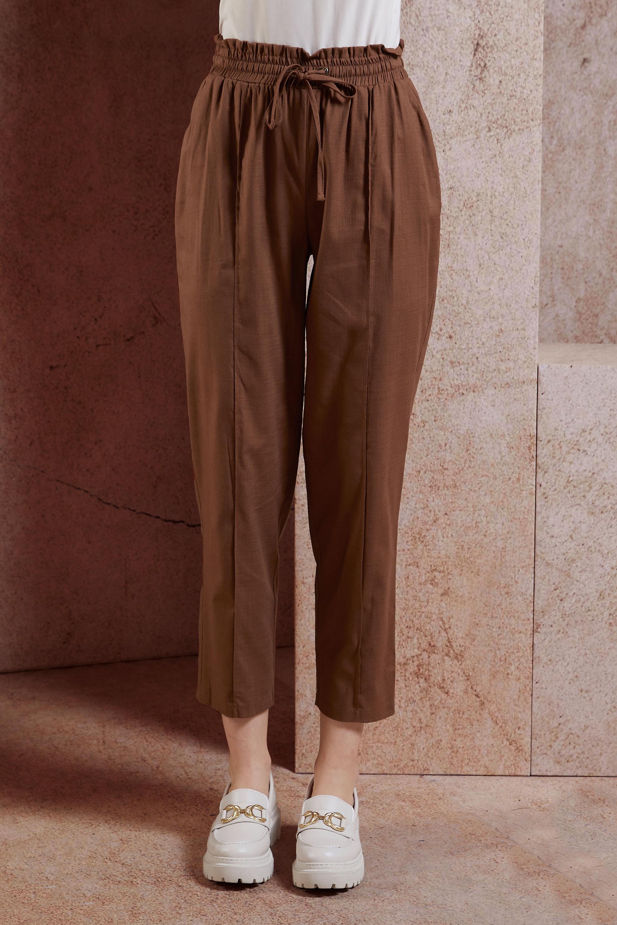 Tesettür giyim KAHVE BELİ LASTİKLİ PANTOLON 70749