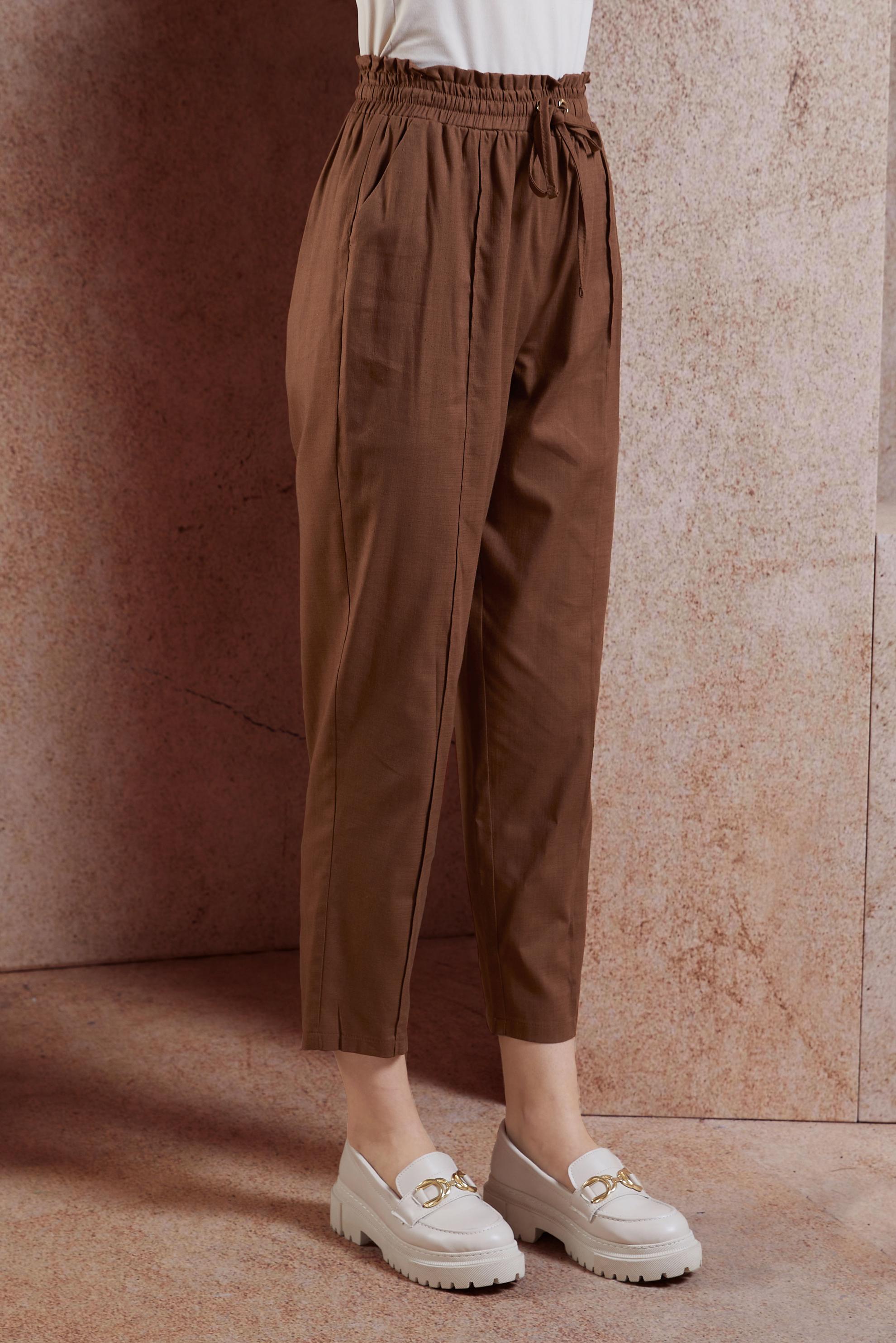 Tesettür giyim KAHVE BELİ LASTİKLİ PANTOLON 70749