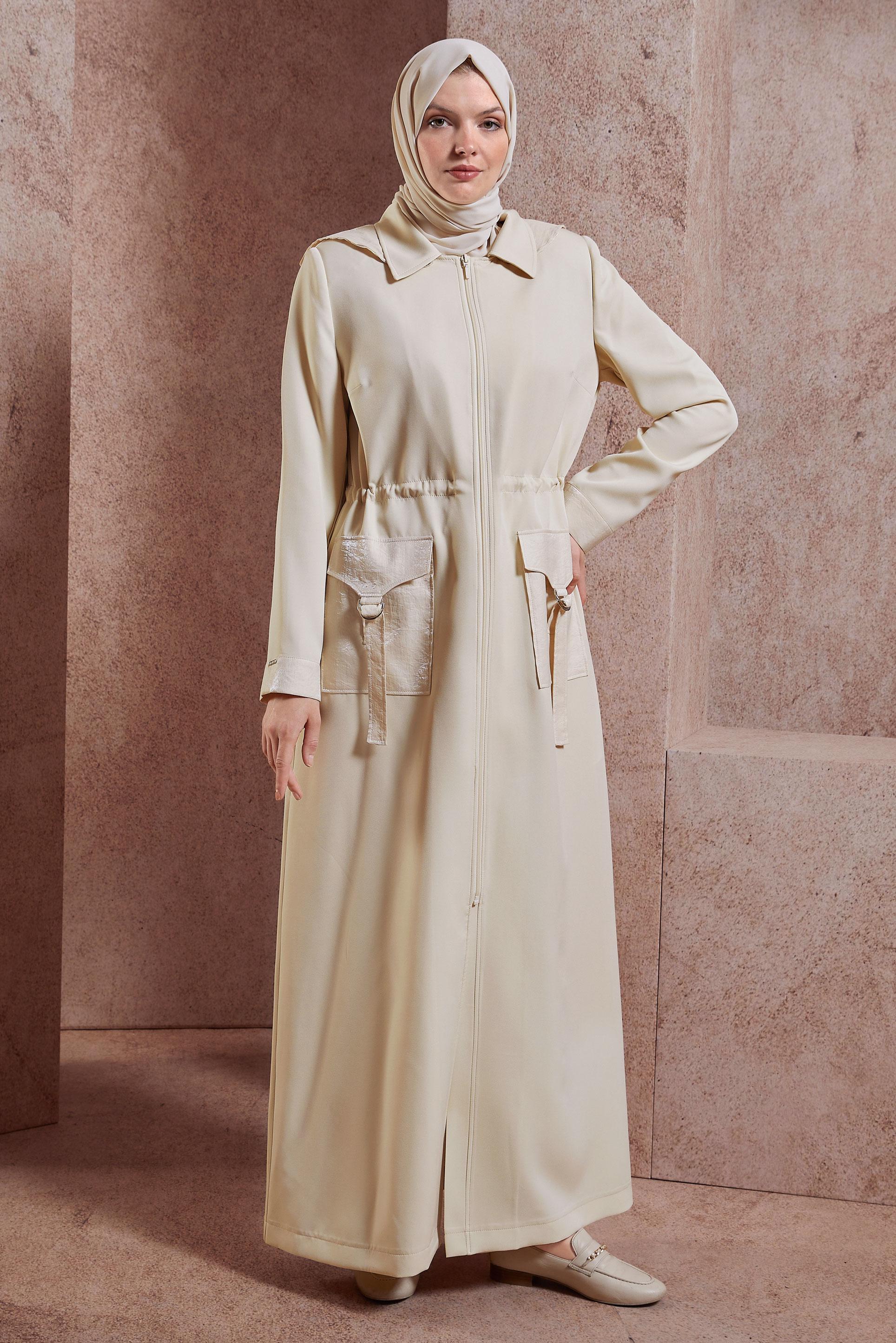 Vêtements hijab ÉCRUE PARDESSUS À CAPUCHE 10884