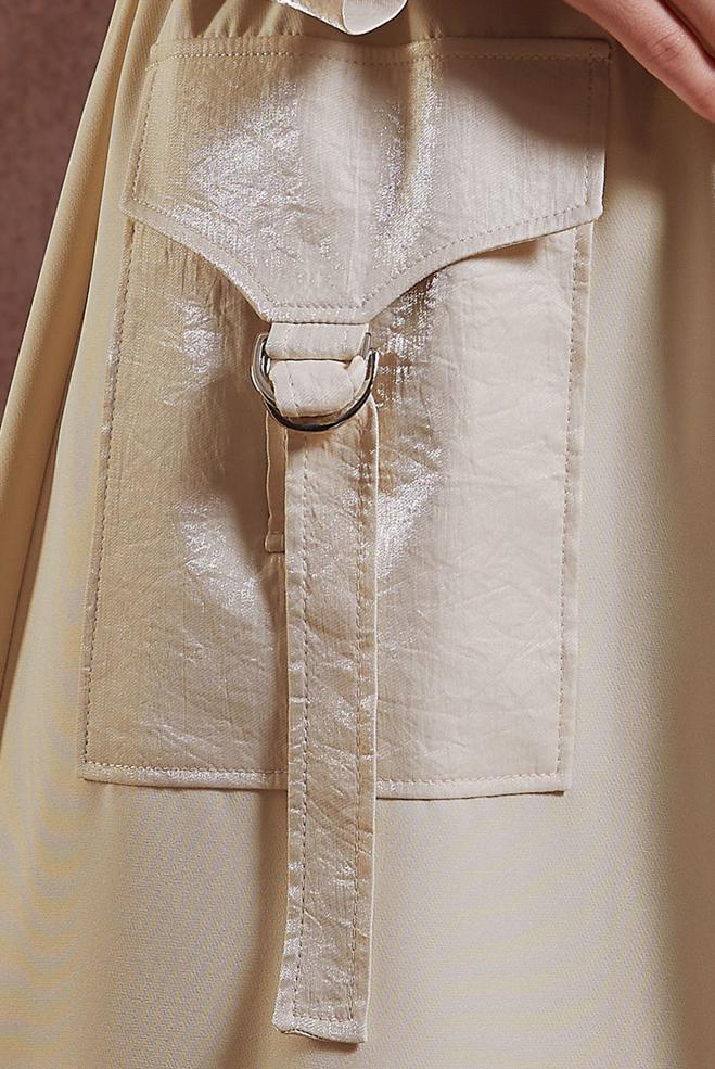 Tesettür giyim EKRU KAPÜŞONLU PARDESÜ 10884 - ALVİNA