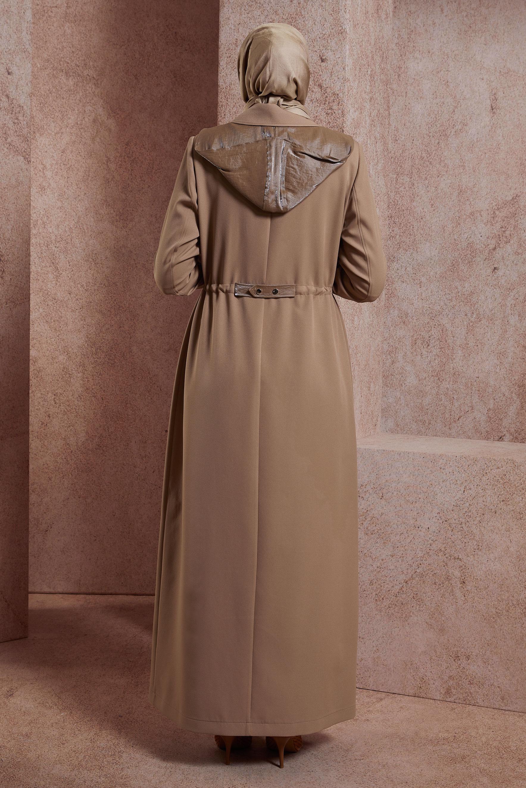 Hijab clothing BROWN HOODED TOPCOAT 10884