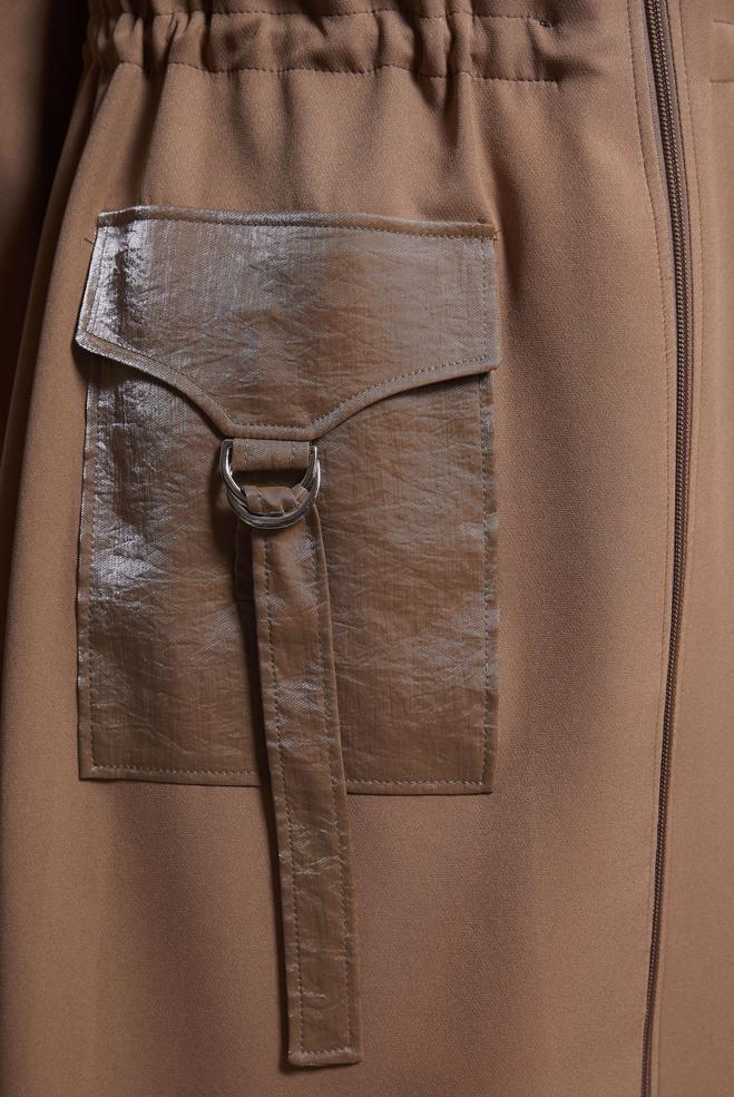 Tesettür giyim KAHVE KAPÜŞONLU PARDESÜ 10884 - ALVİNA