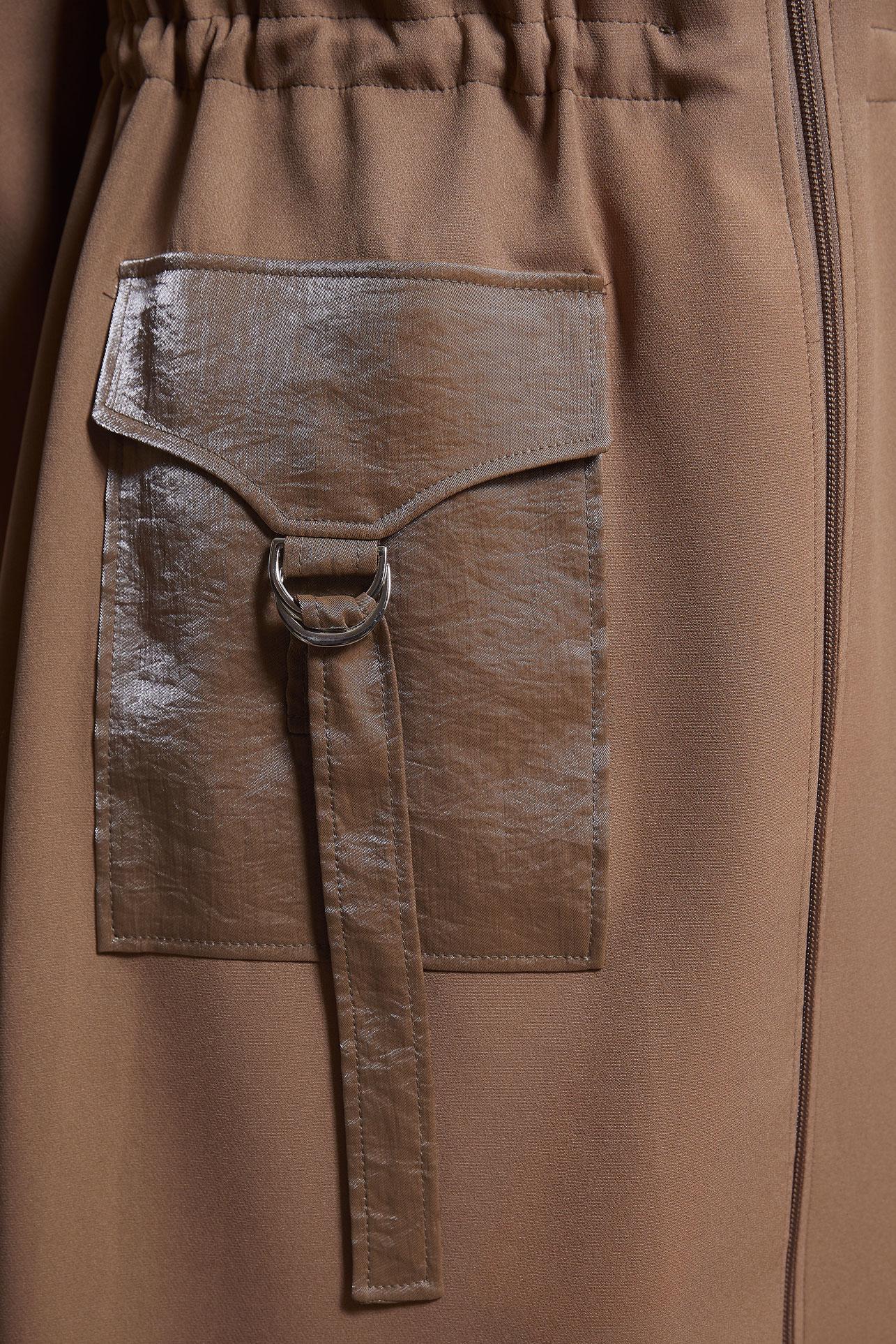 Hijab clothing BROWN HOODED TOPCOAT 10884