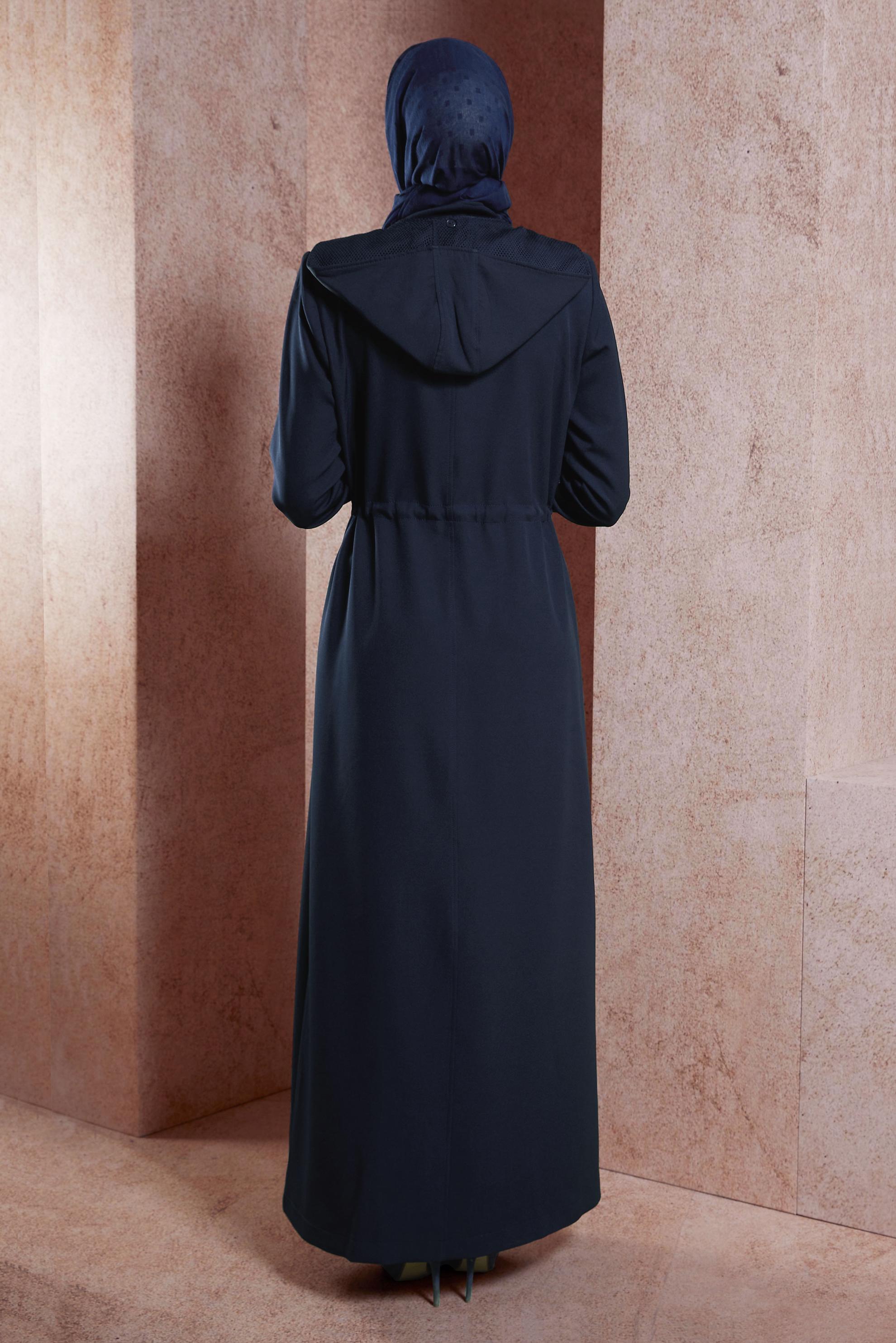 Vêtements hijab BLEU MARINE MANTEAU MODESTE À CAPUCHE 10886