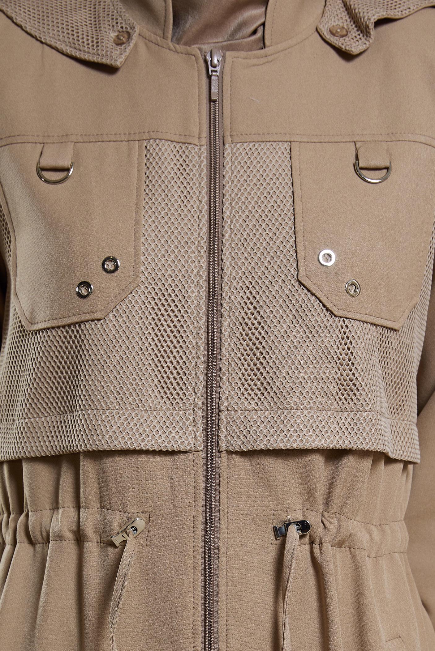 Hijab clothing BROWN HOODED MODEST TOPCOAT 10886