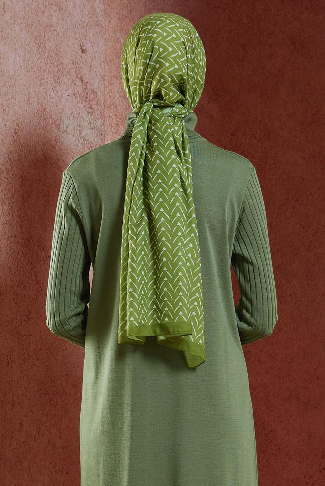 Tesettür giyim HAKİ ALVİNA DESENLİ ŞAL 1005 - ALVİNA