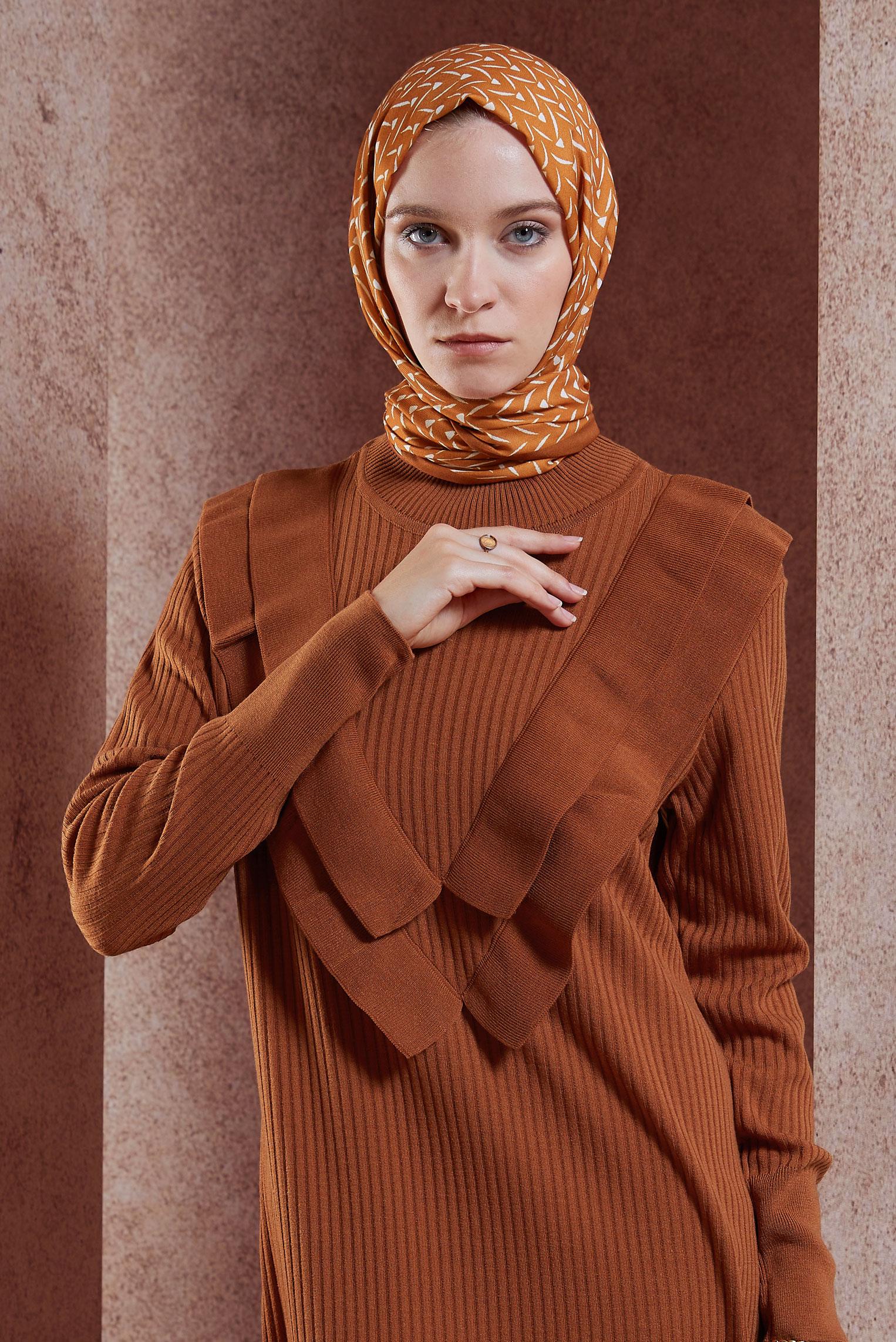 Hijab clothing ORANGE ALVINA PATTERNED SHAWL 1005