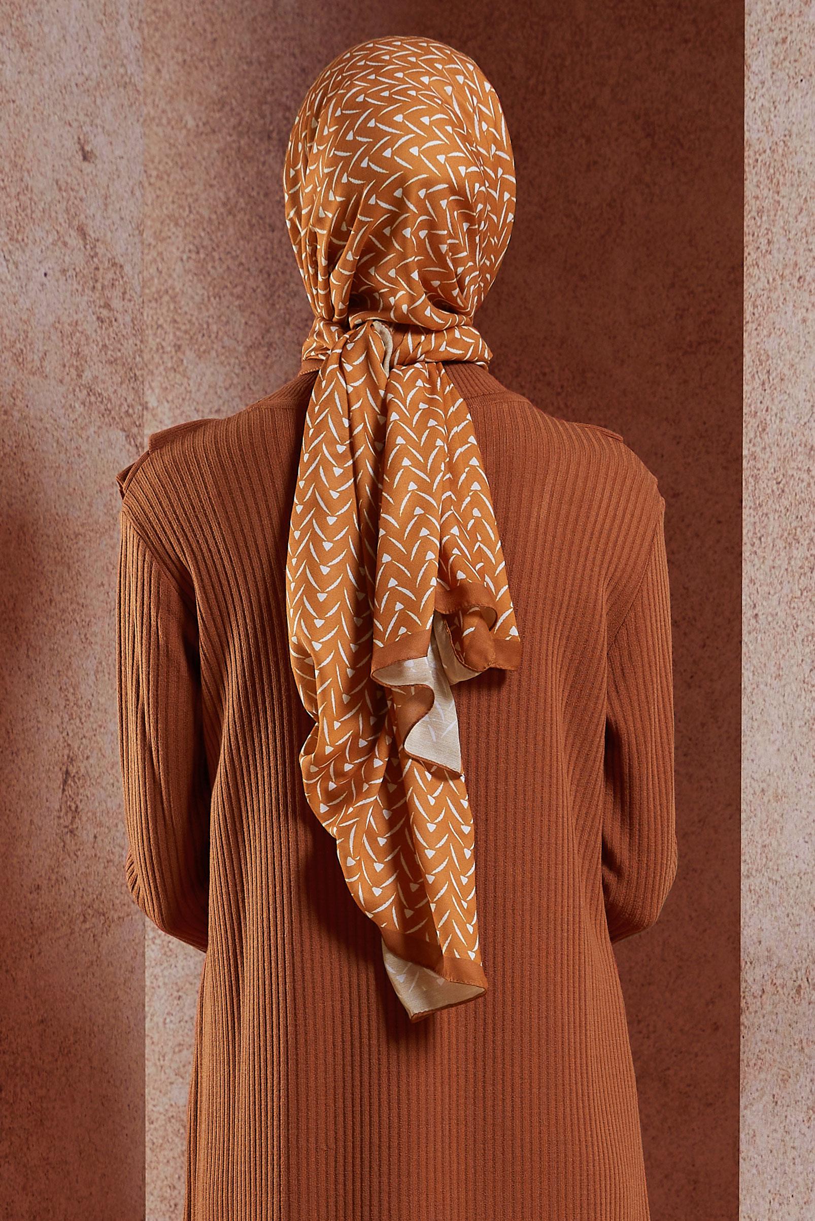 Hijab clothing ORANGE ALVINA PATTERNED SHAWL 1005