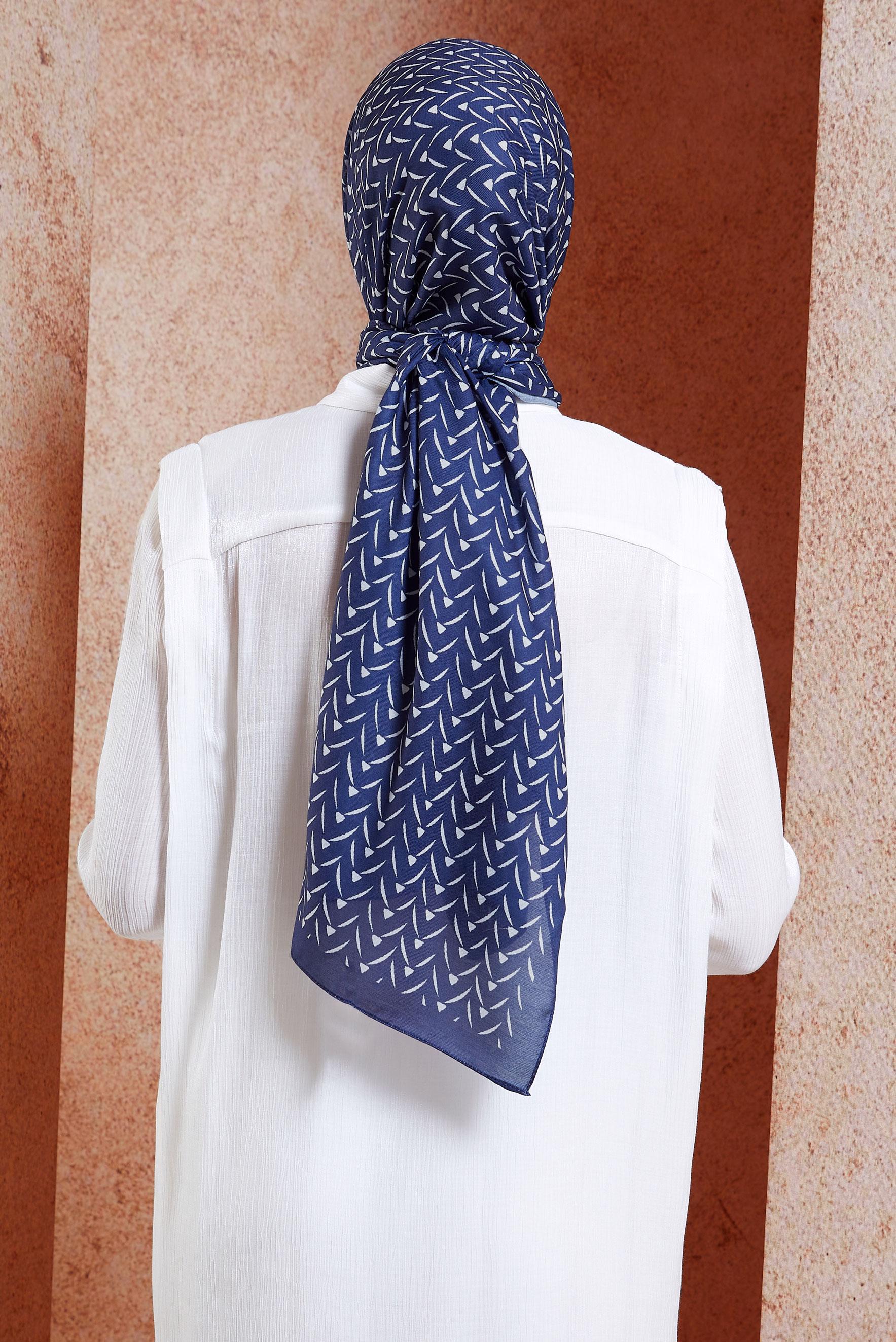 Vêtements hijab BLEU MARINE CHÂLE À MOTIFS ALVINA 1005