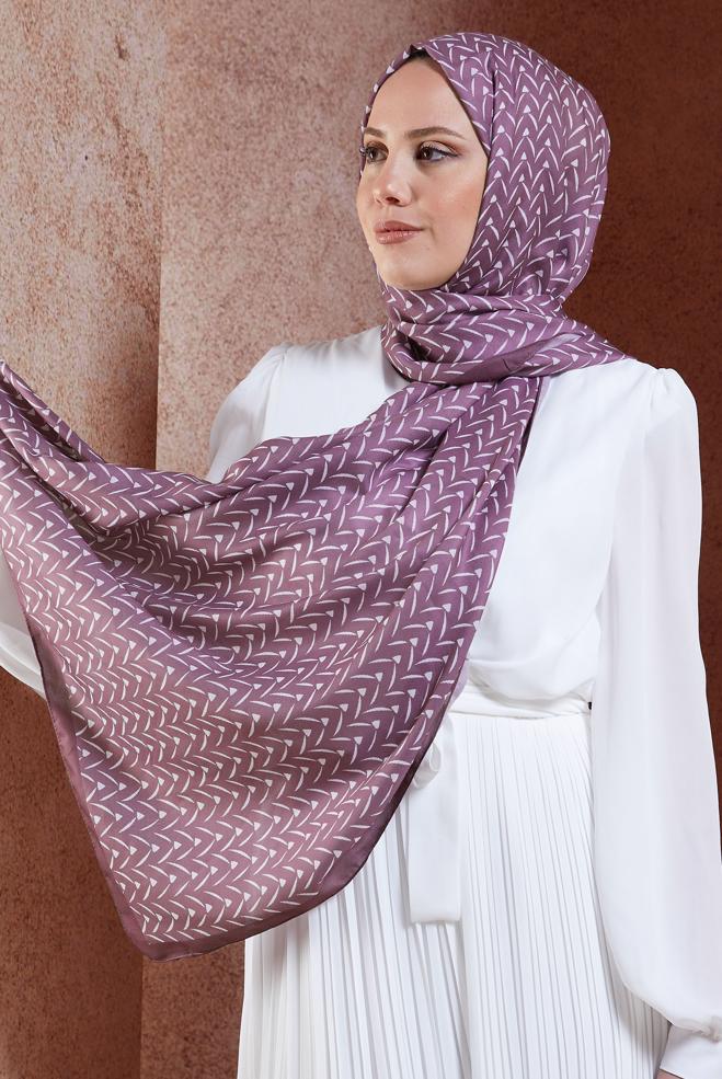 Tesettür giyim MÜRDÜM ALVİNA DESENLİ ŞAL 1005 - ALVİNA
