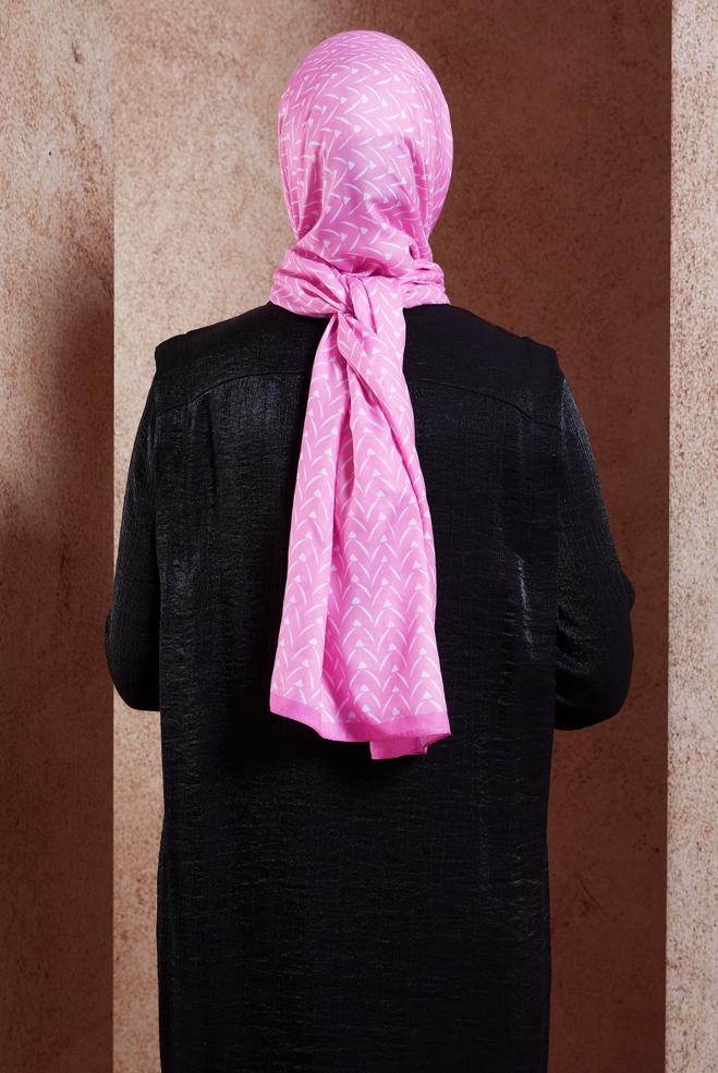 Tesettür giyim PEMBE ALVİNA DESENLİ ŞAL 1005 - ALVİNA
