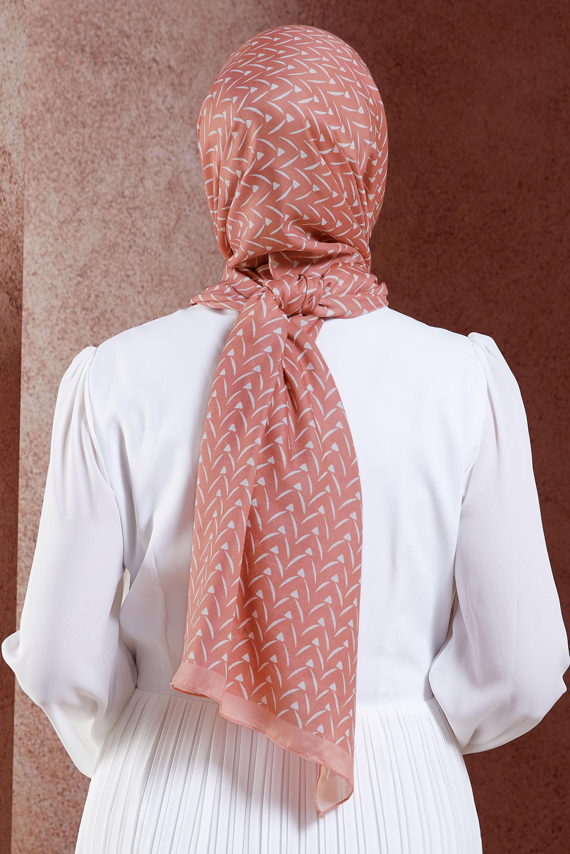 Tesettür giyim PUDRA ALVİNA DESENLİ ŞAL 1005