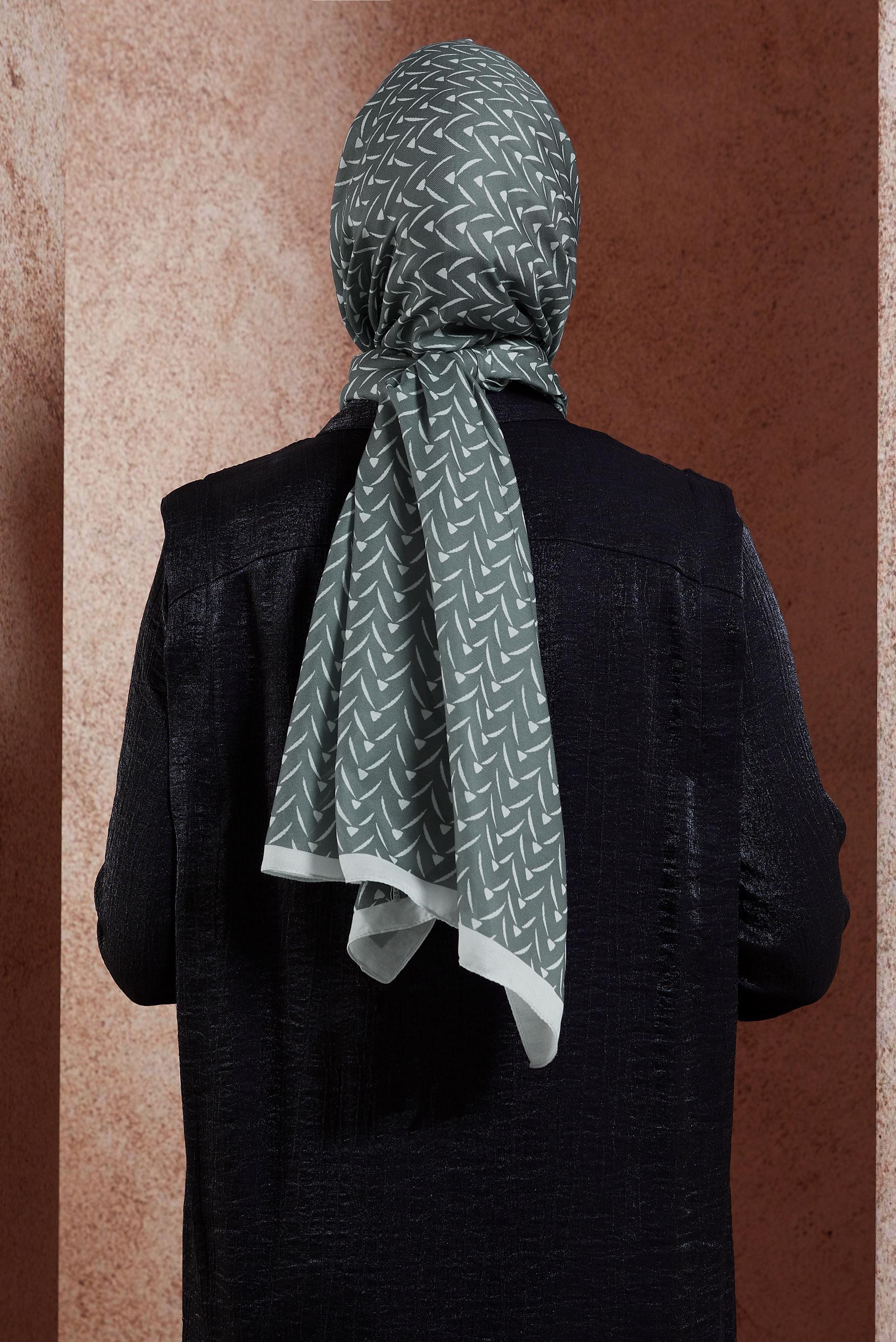 Vêtements hijab GRIS CHÂLE À MOTIFS ALVINA 1005