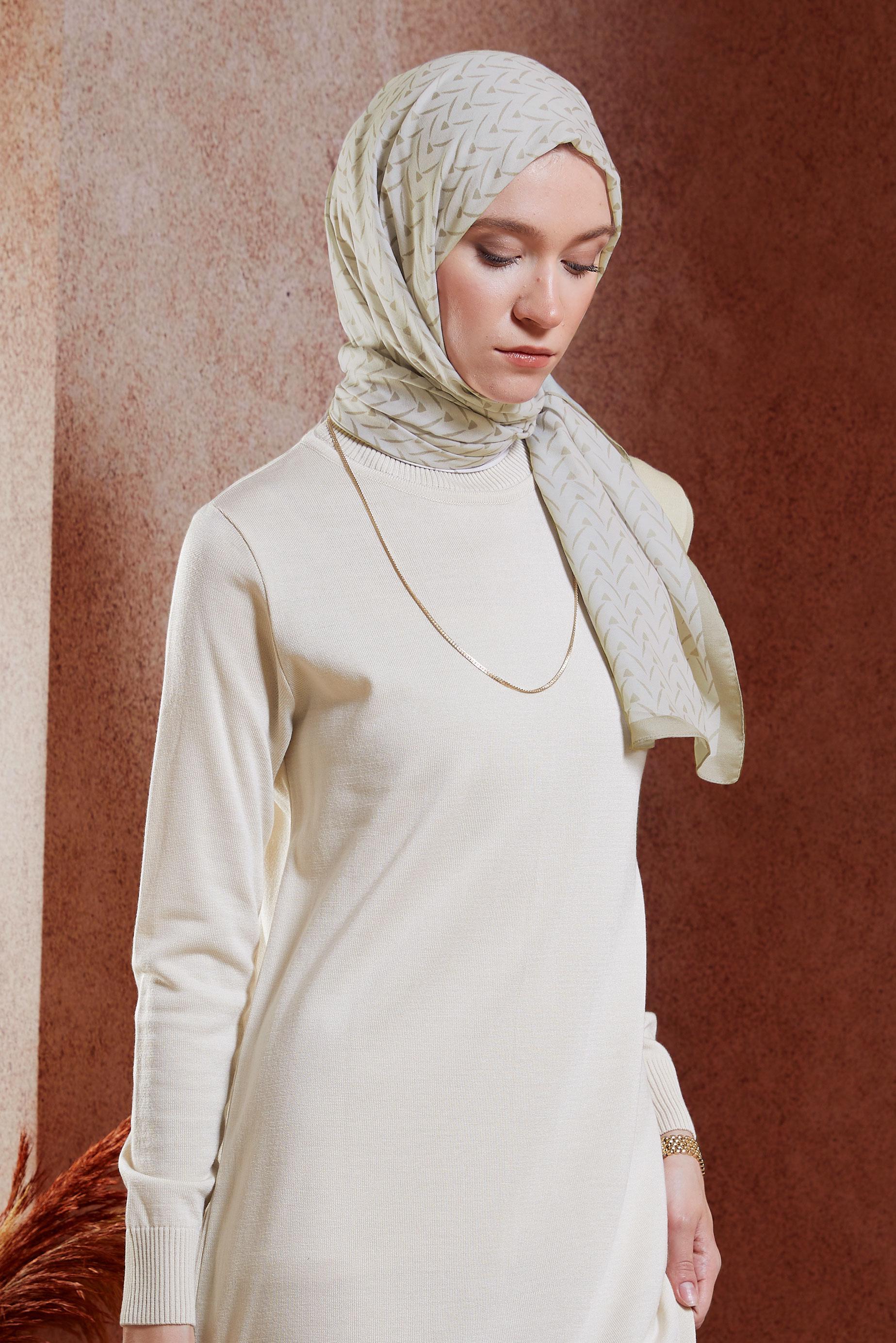 Hijab clothing BEIGE ALVINA PATTERNED SHAWL 1005