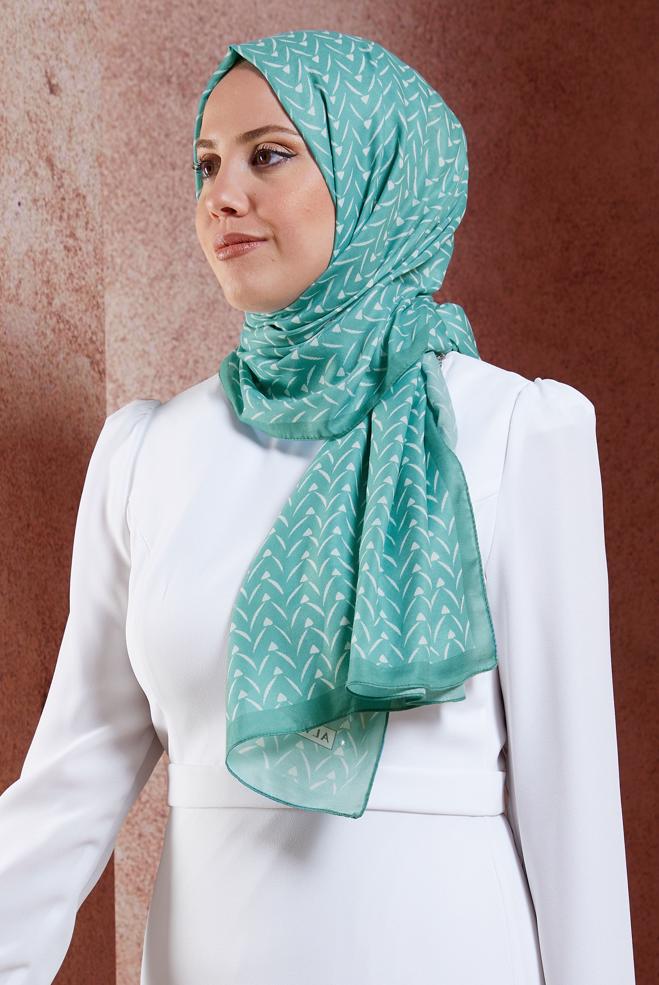 Tesettür giyim MAVİ ALVİNA DESENLİ ŞAL 1005 - ALVİNA