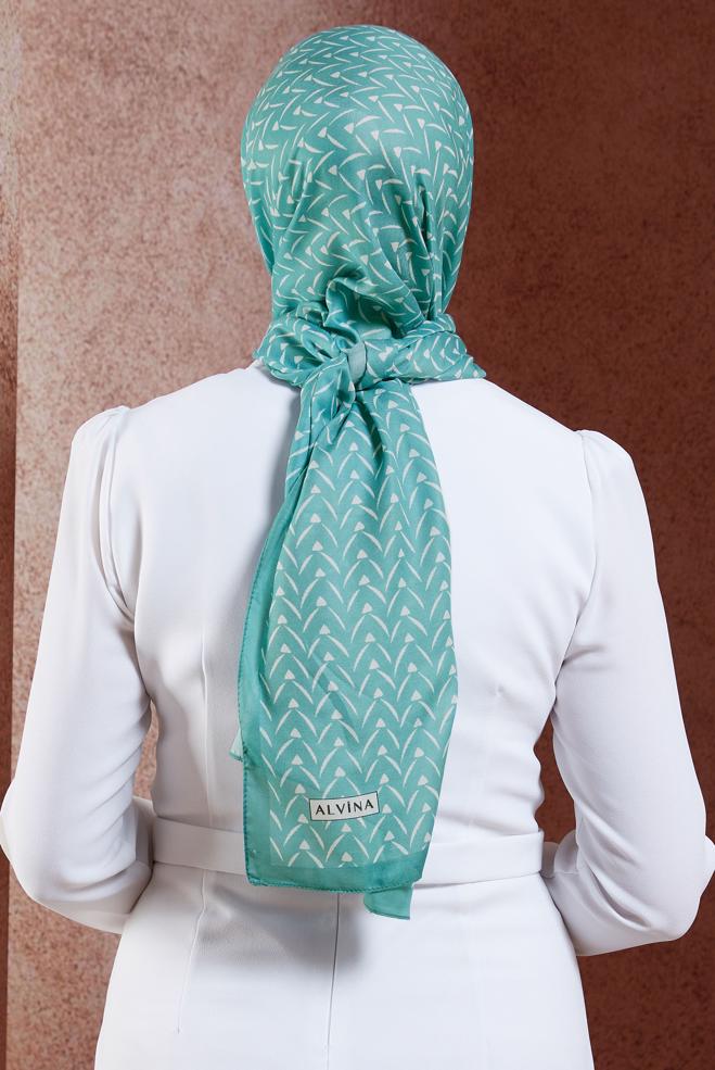 Tesettür giyim MAVİ ALVİNA DESENLİ ŞAL 1005 - ALVİNA