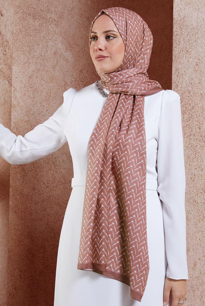 Tesettür giyim PEMBE ALVİNA DESENLİ ŞAL 1005 - ALVİNA