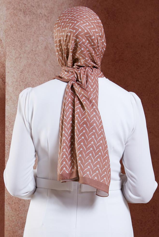 Tesettür giyim PEMBE ALVİNA DESENLİ ŞAL 1005 - ALVİNA