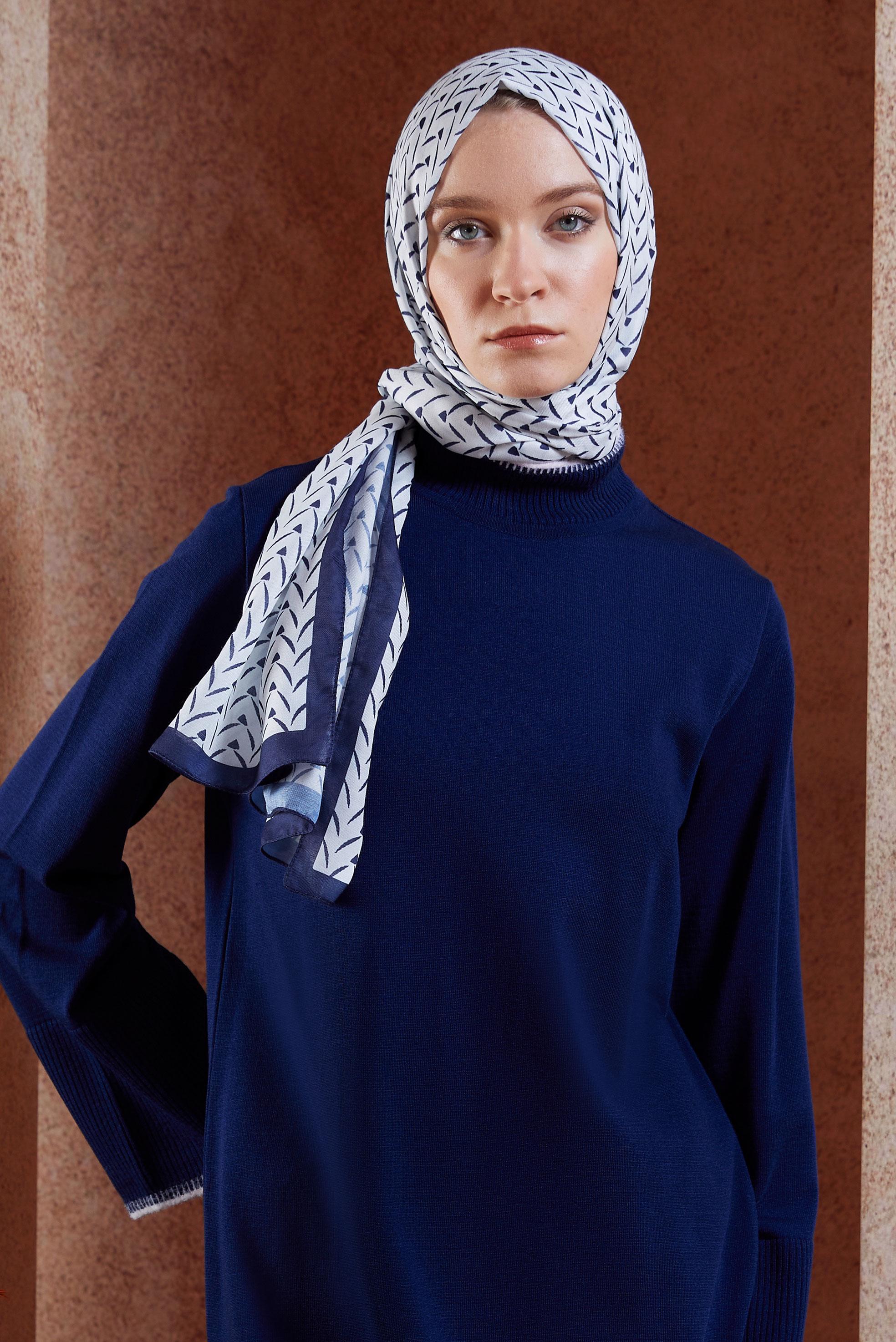 Hijab clothing NAVY BLUE ALVINA PATTERNED SHAWL 1005