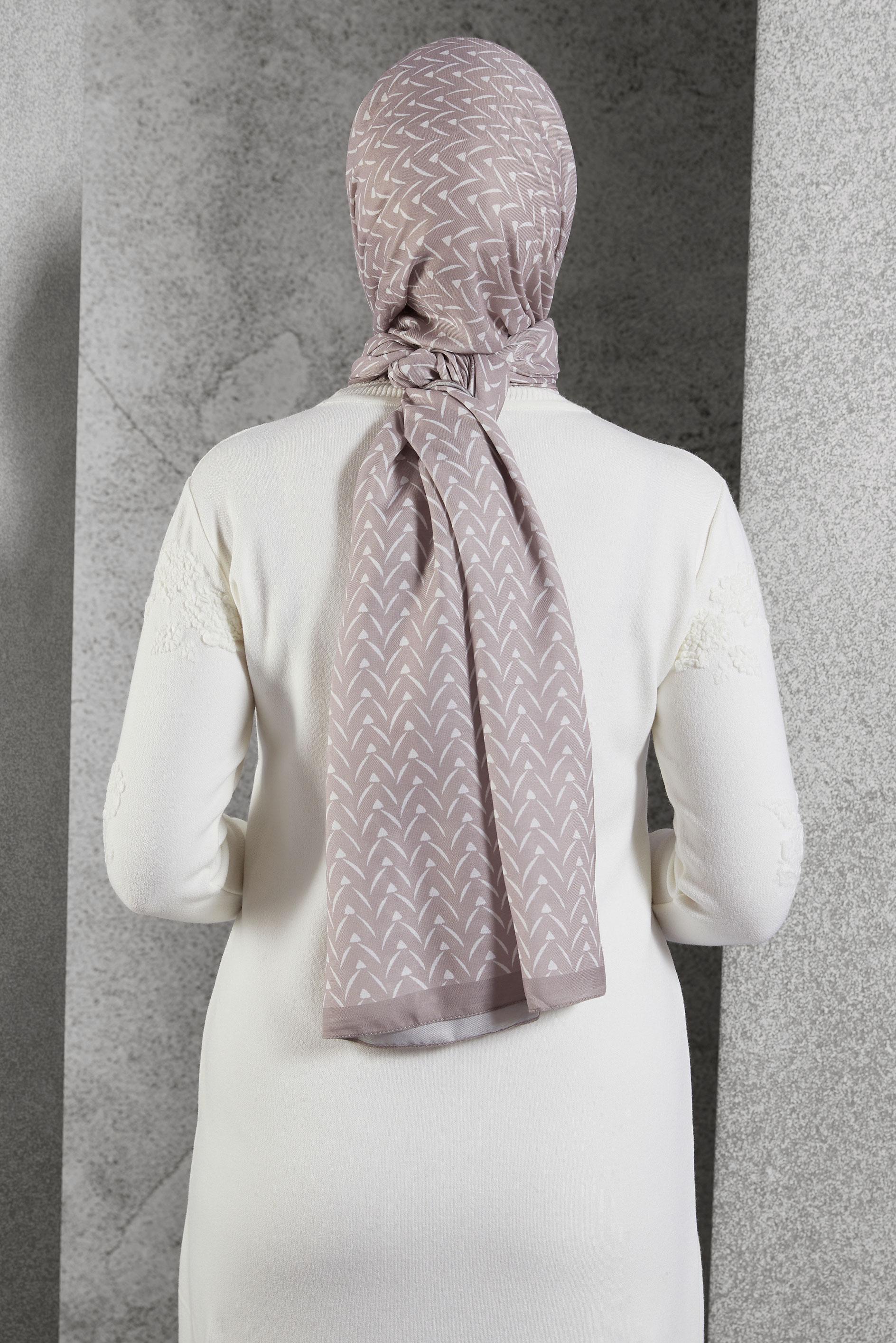 Tesettür giyim VİZON ALVİNA DESENLİ ŞAL 1005