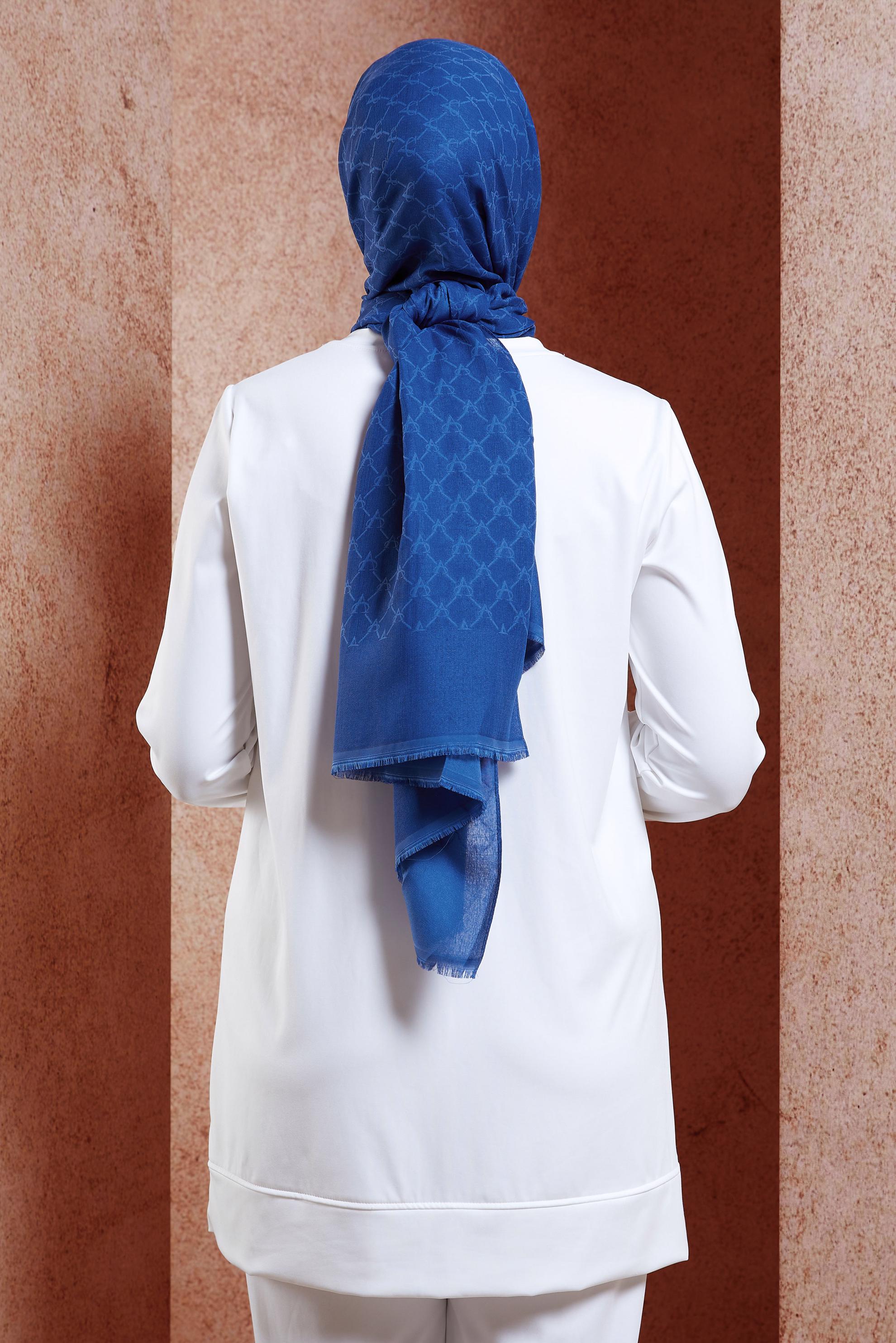 Tesettür giyim LACİVERT ALVİNA MONOGRAM ŞAL 3100