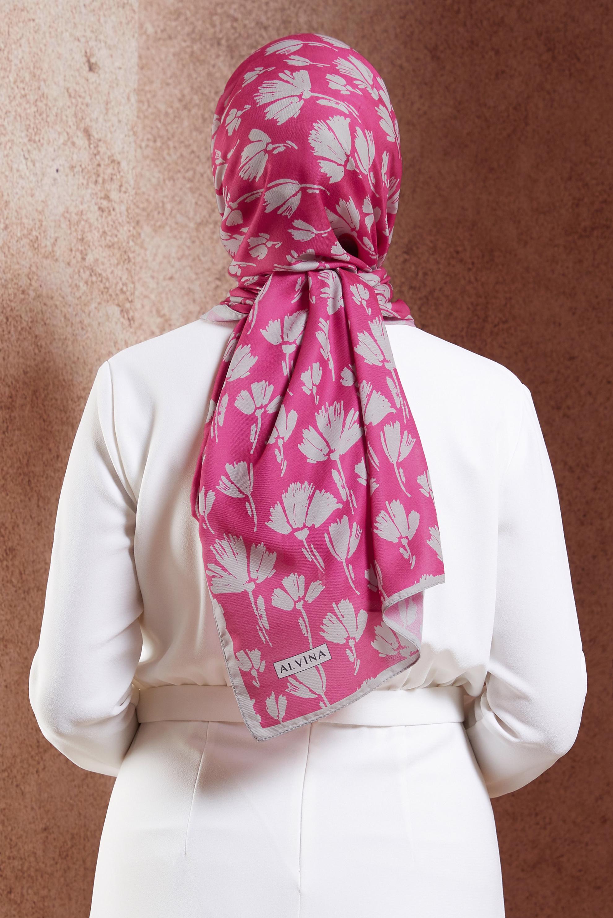 Tesettür giyim FUŞYA ALVİNA DESENLİ ŞAL 7207