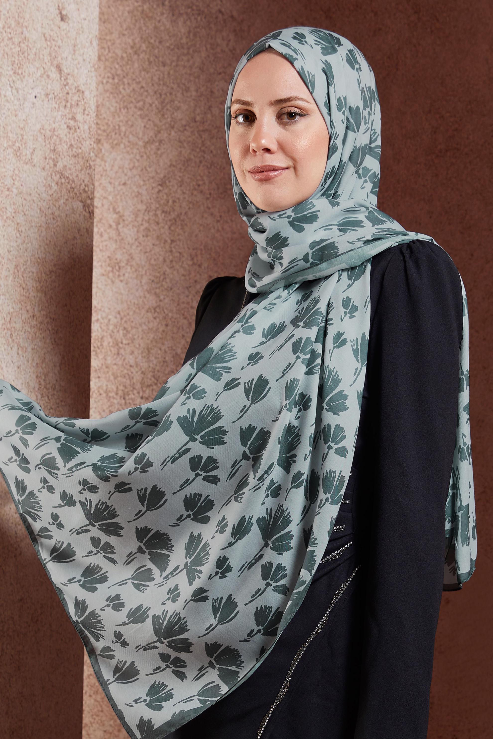 Vêtements hijab ARGENT CHÂLE À MOTIFS ALVINA 7207
