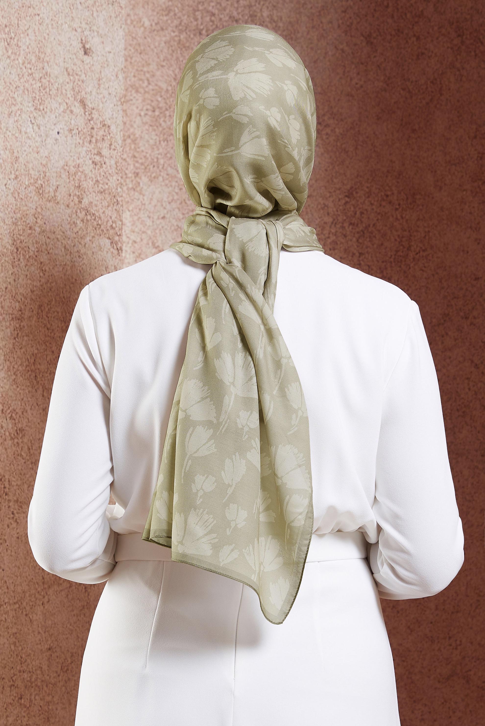 Tesettür giyim VİZON ALVİNA DESENLİ ŞAL 7207