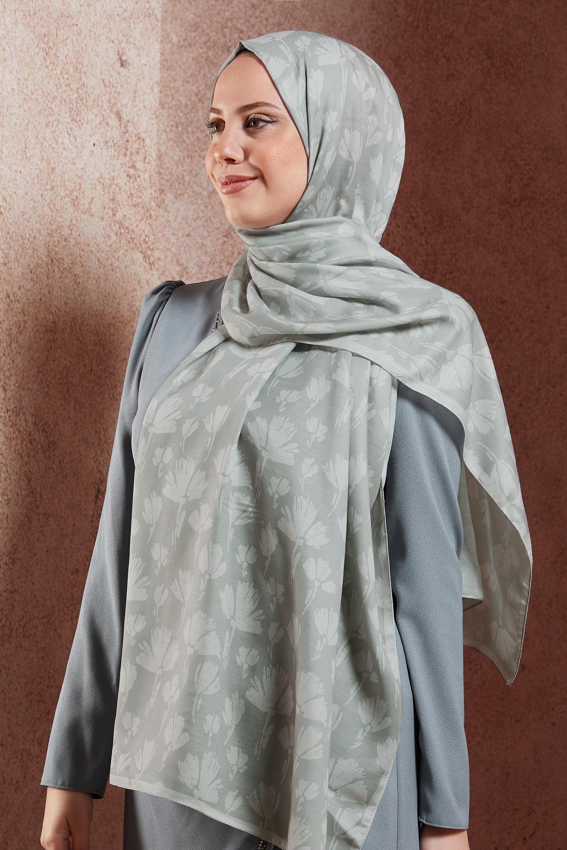 Tesettür giyim BEJ ALVİNA DESENLİ ŞAL 7207