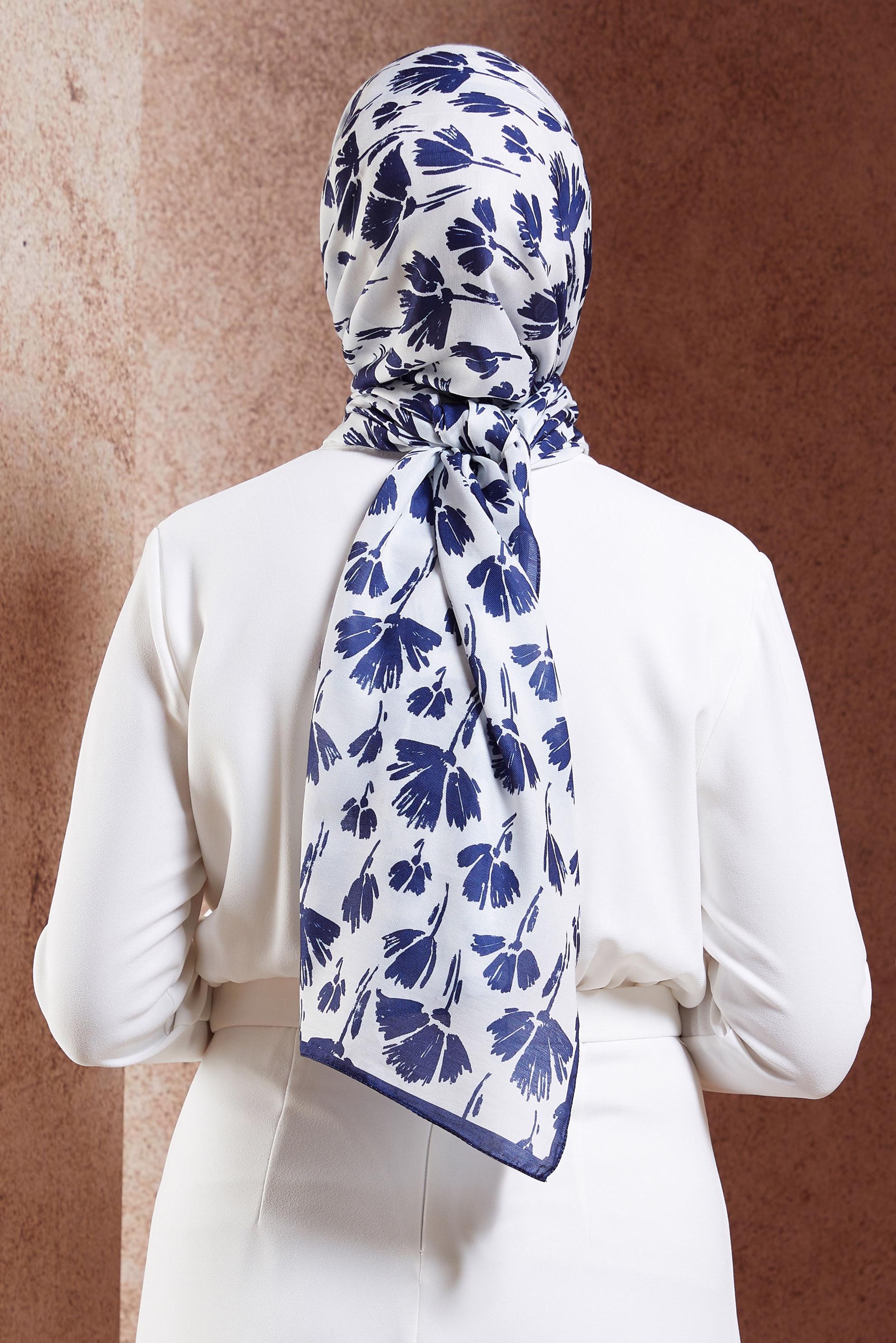 Tesettür giyim LACİVERT ALVİNA DESENLİ ŞAL 7207