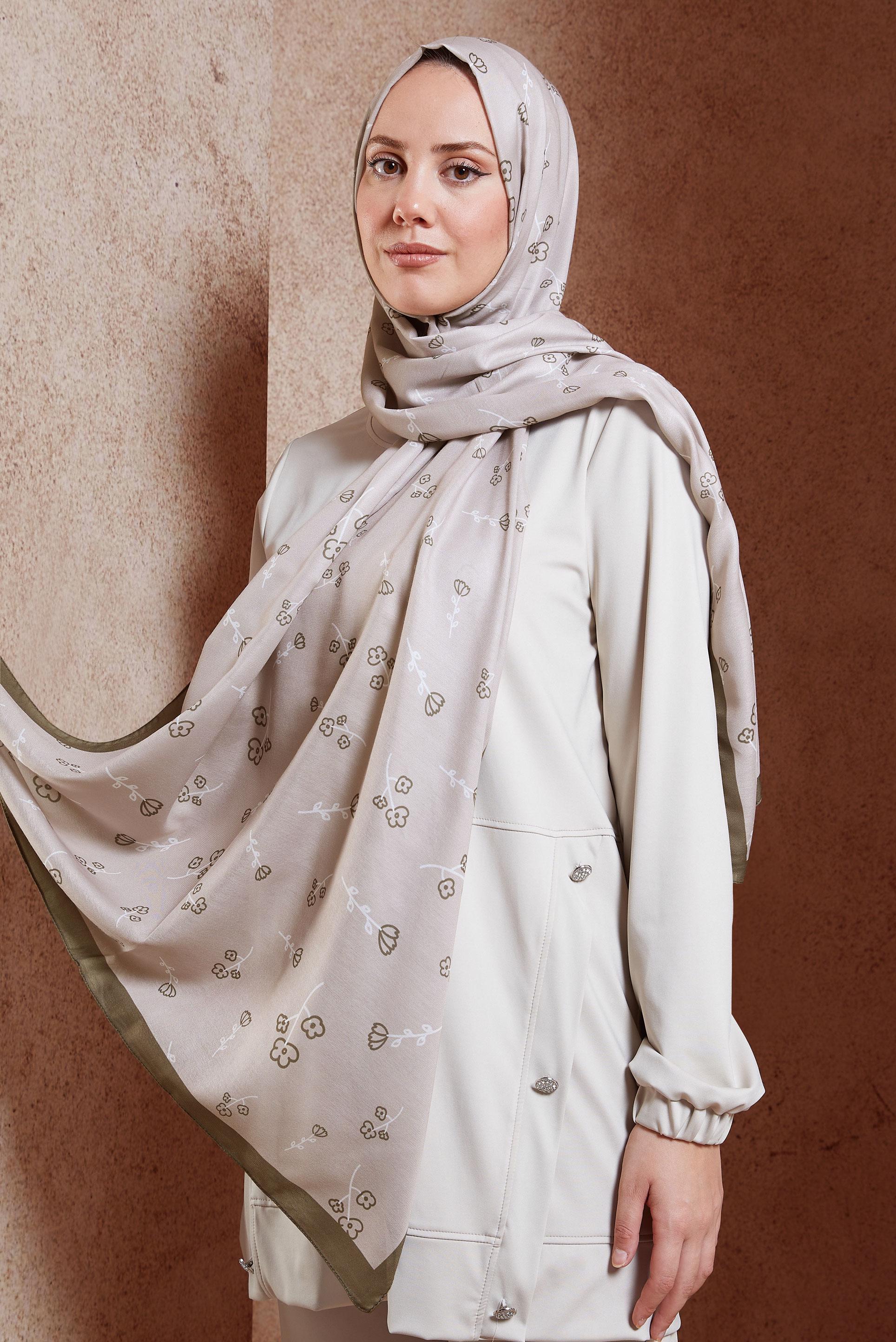 Vêtements hijab VISON CHÂLE À MOTIFS FLEURS ALVINA 7469