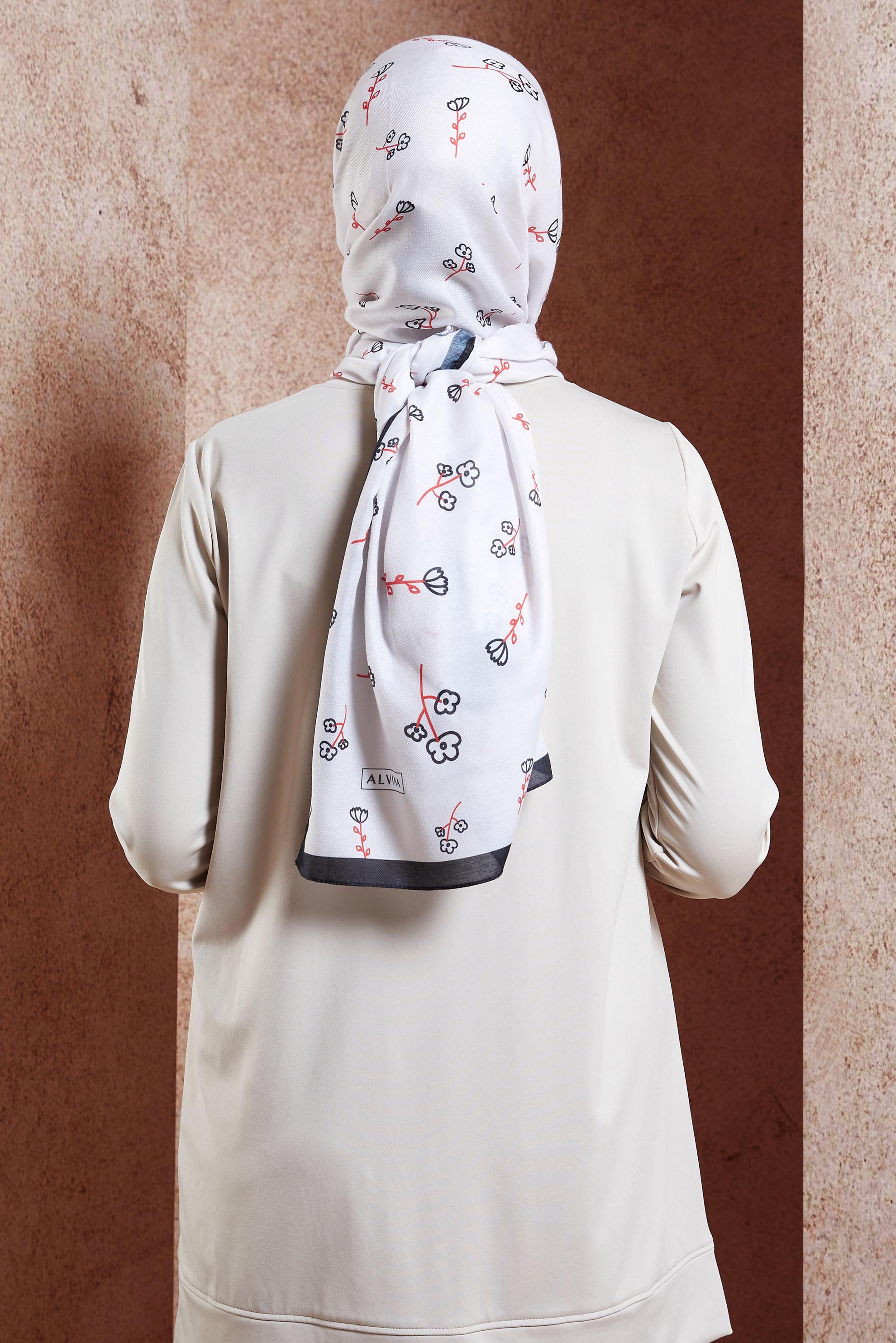 Vêtements hijab NOIR CHÂLE À MOTIFS FLEURS ALVINA 7469