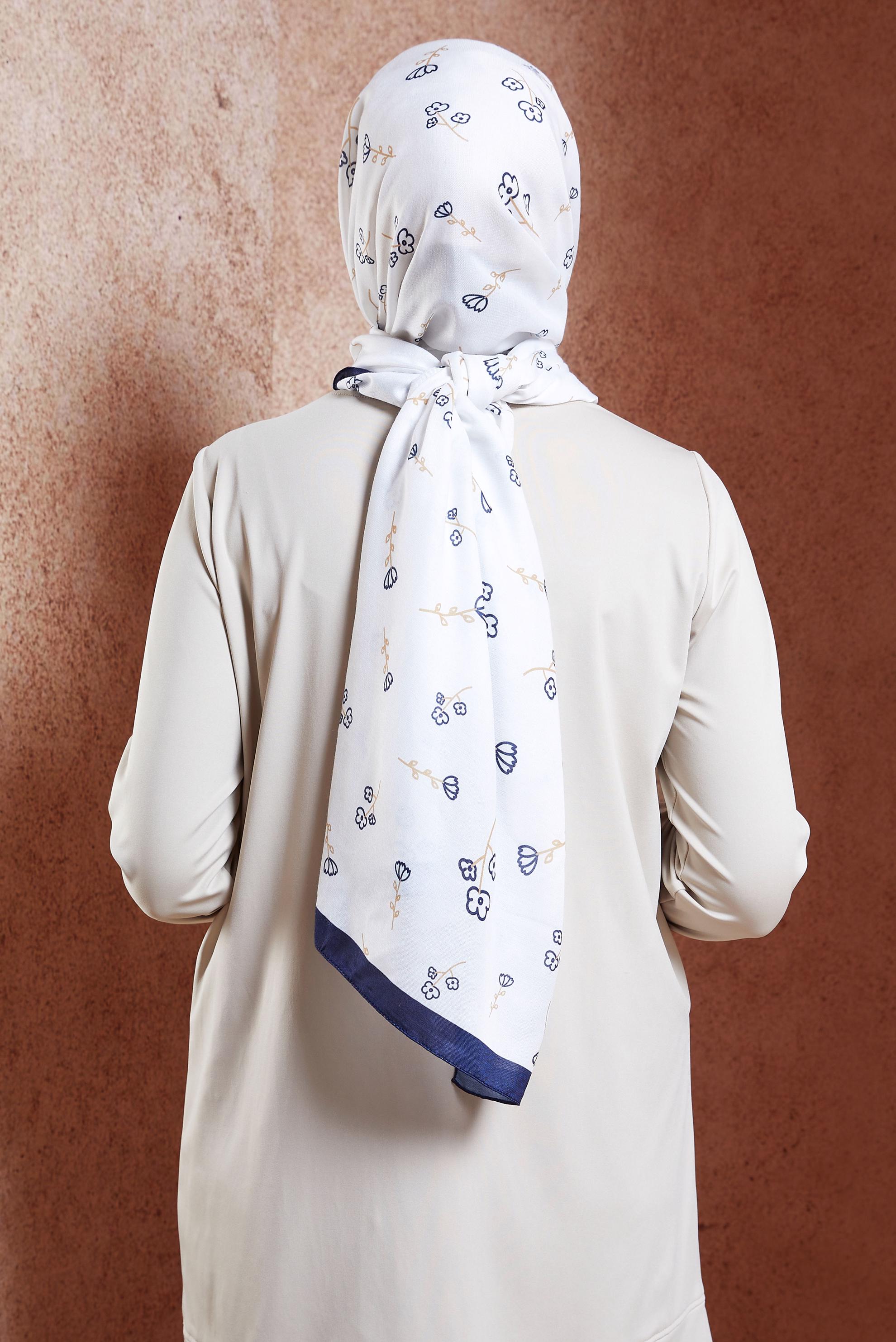 Hijab clothing NAVY BLUE ALVINA FLOWER PATTERNED SHAWL 7469