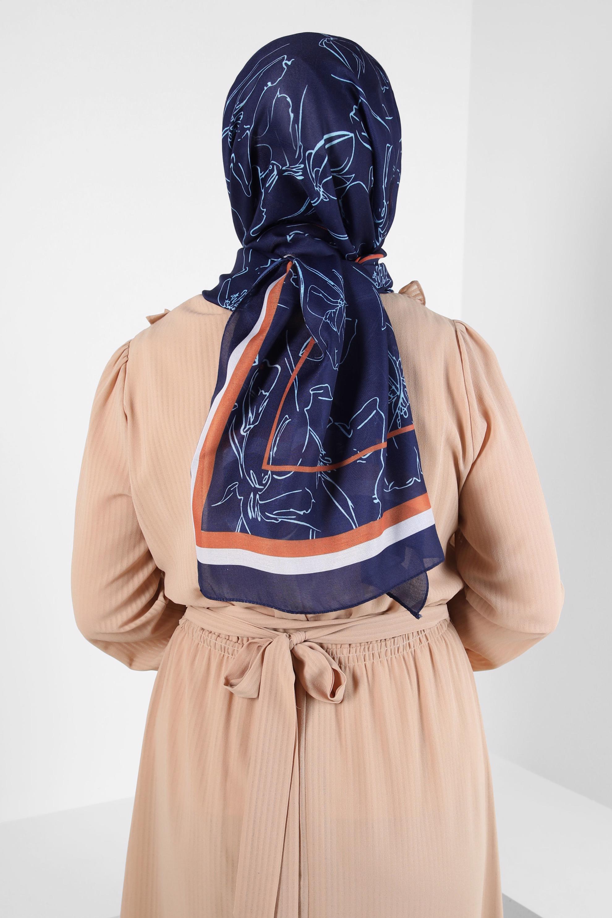 Vêtements hijab BLEU MARINE CHÂLE À MOTIFS ALVINA 8407