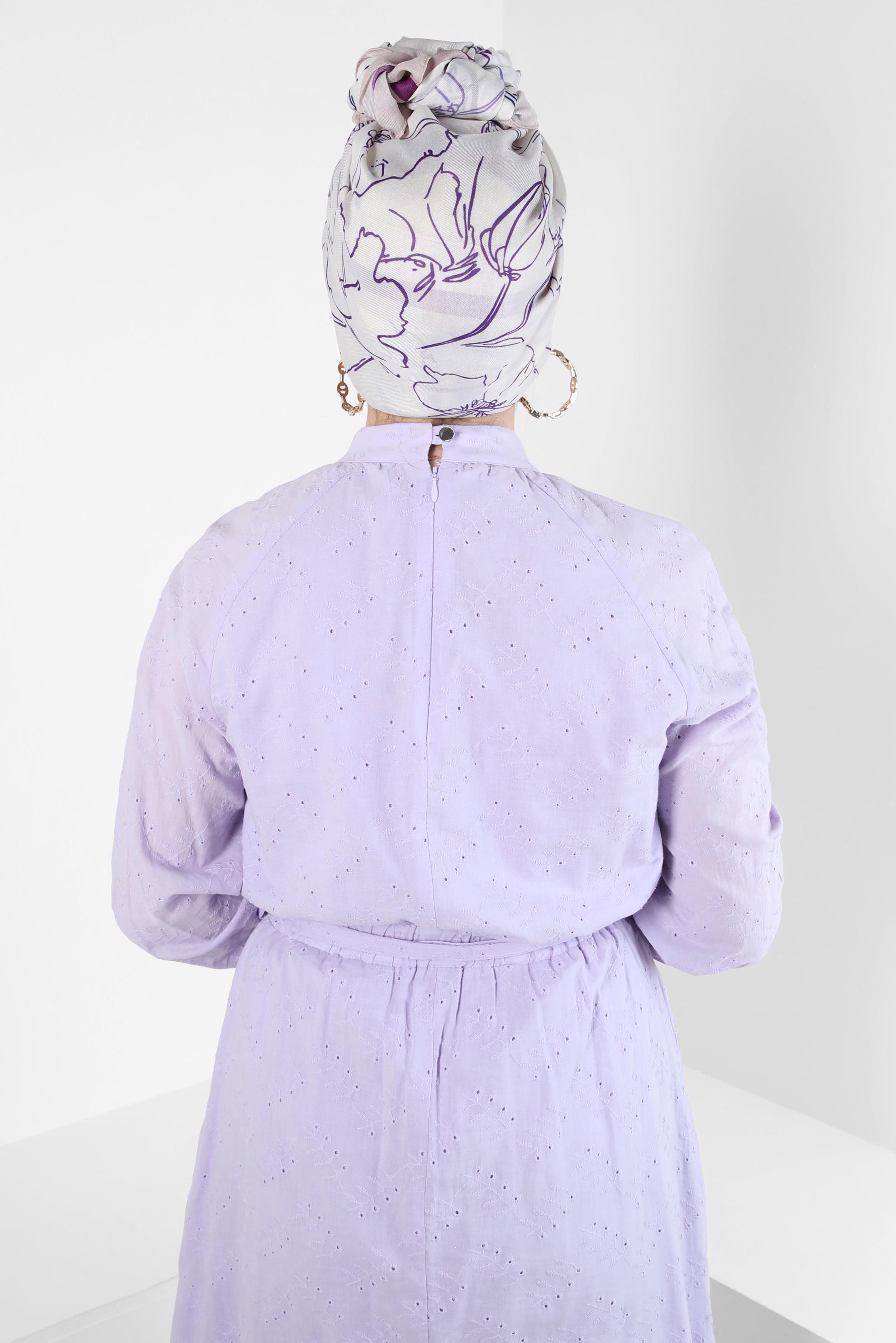 Tesettür giyim EKRU ALVİNA ÇİÇEK DESEN SOFT ŞAL 8407