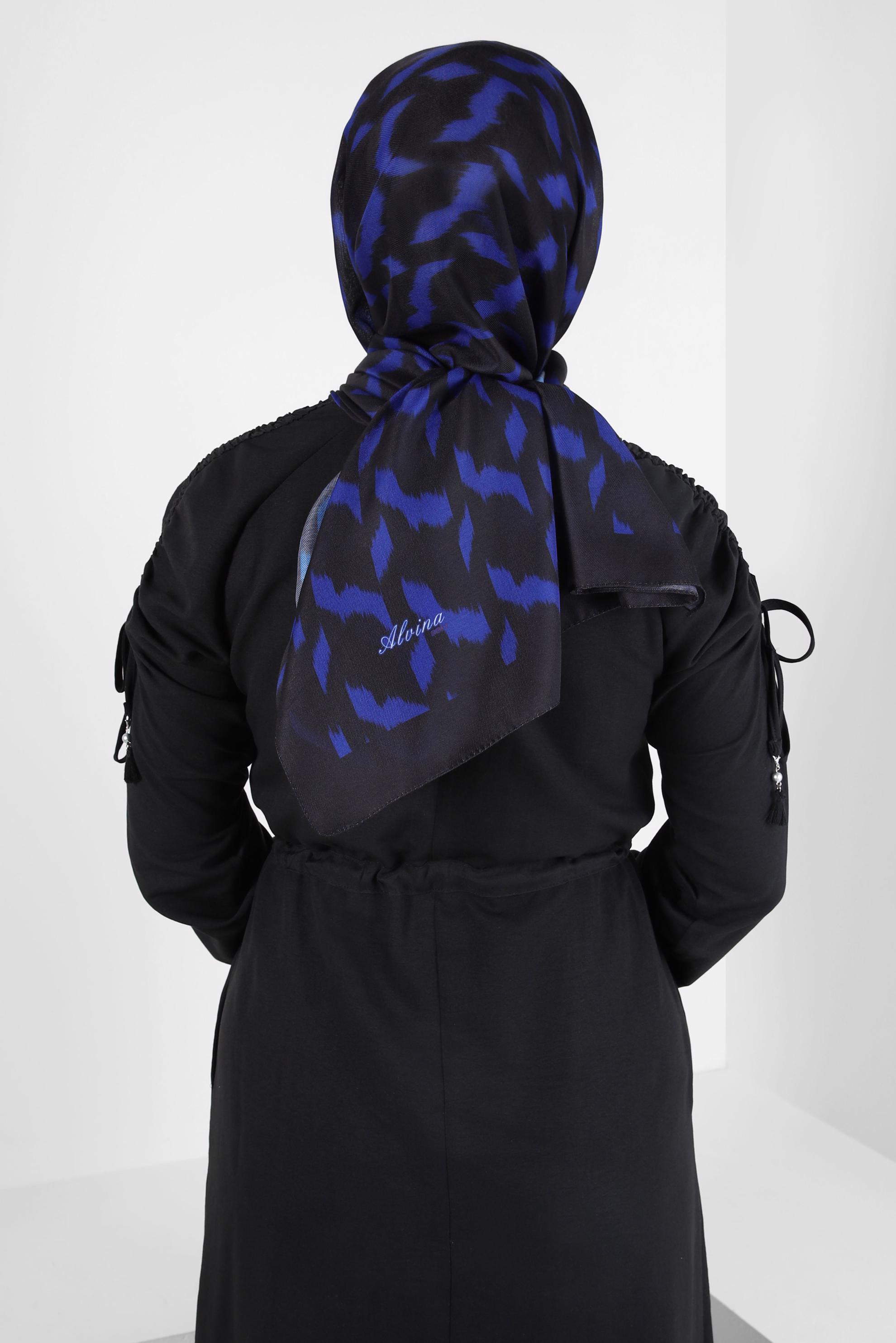 Tesettür giyim SİYAH ALVİNA DESENLİ SOFT ŞAL 8410 