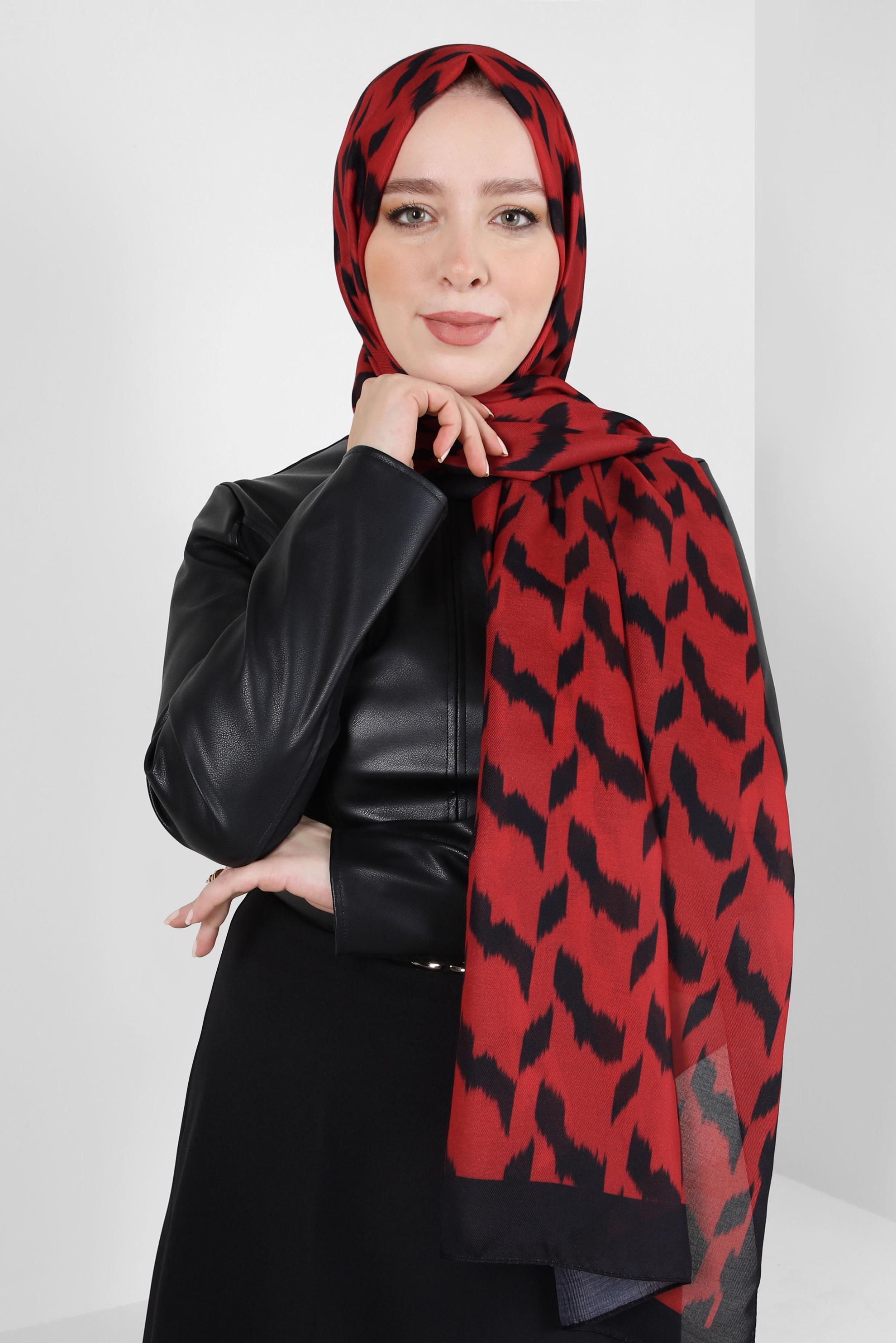 Vêtements hijab NOIR CHÂLE DOUX À MOTIFS ALVINA 8410