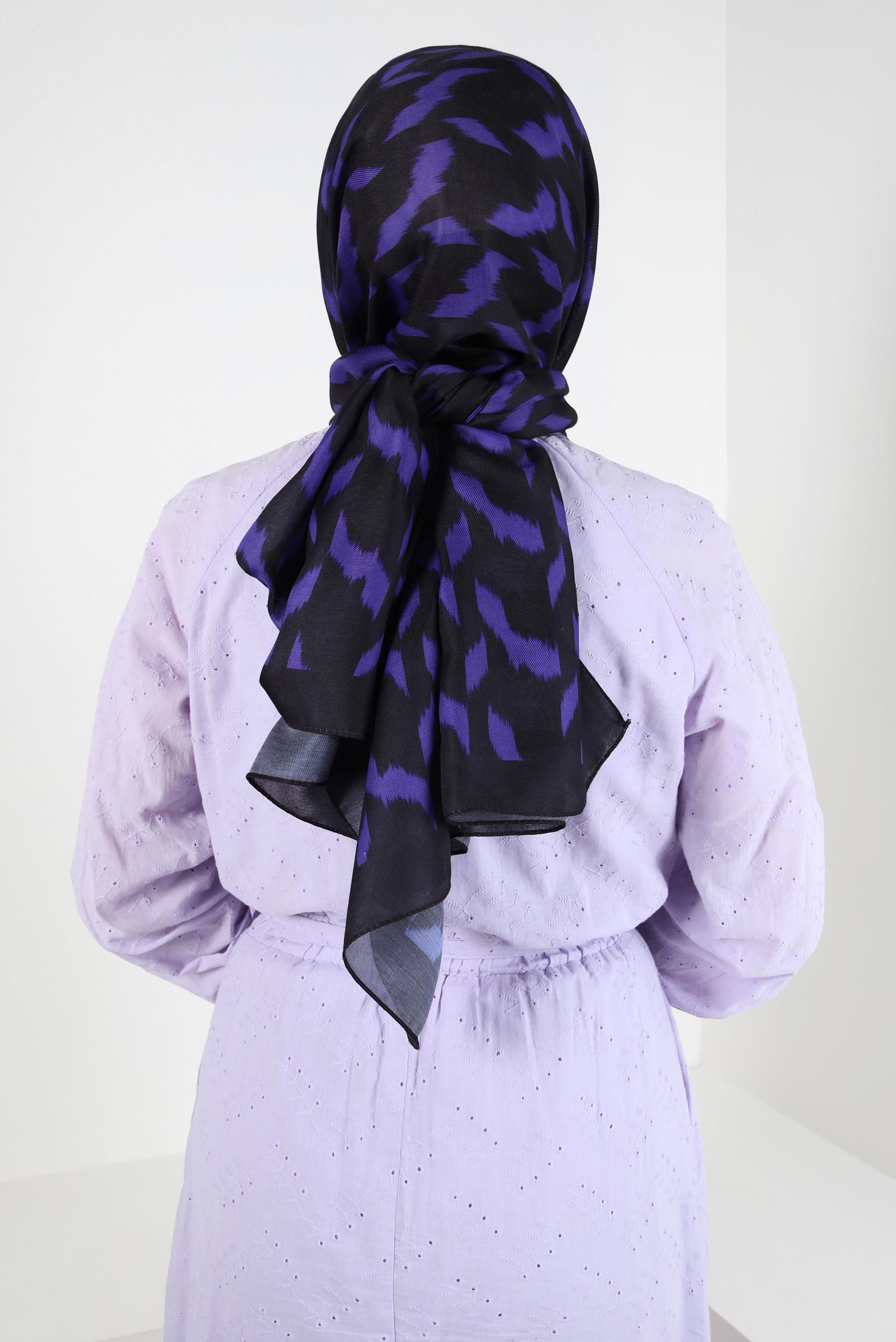 Tesettür giyim SİYAH ALVİNA DESENLİ SOFT ŞAL 8410 