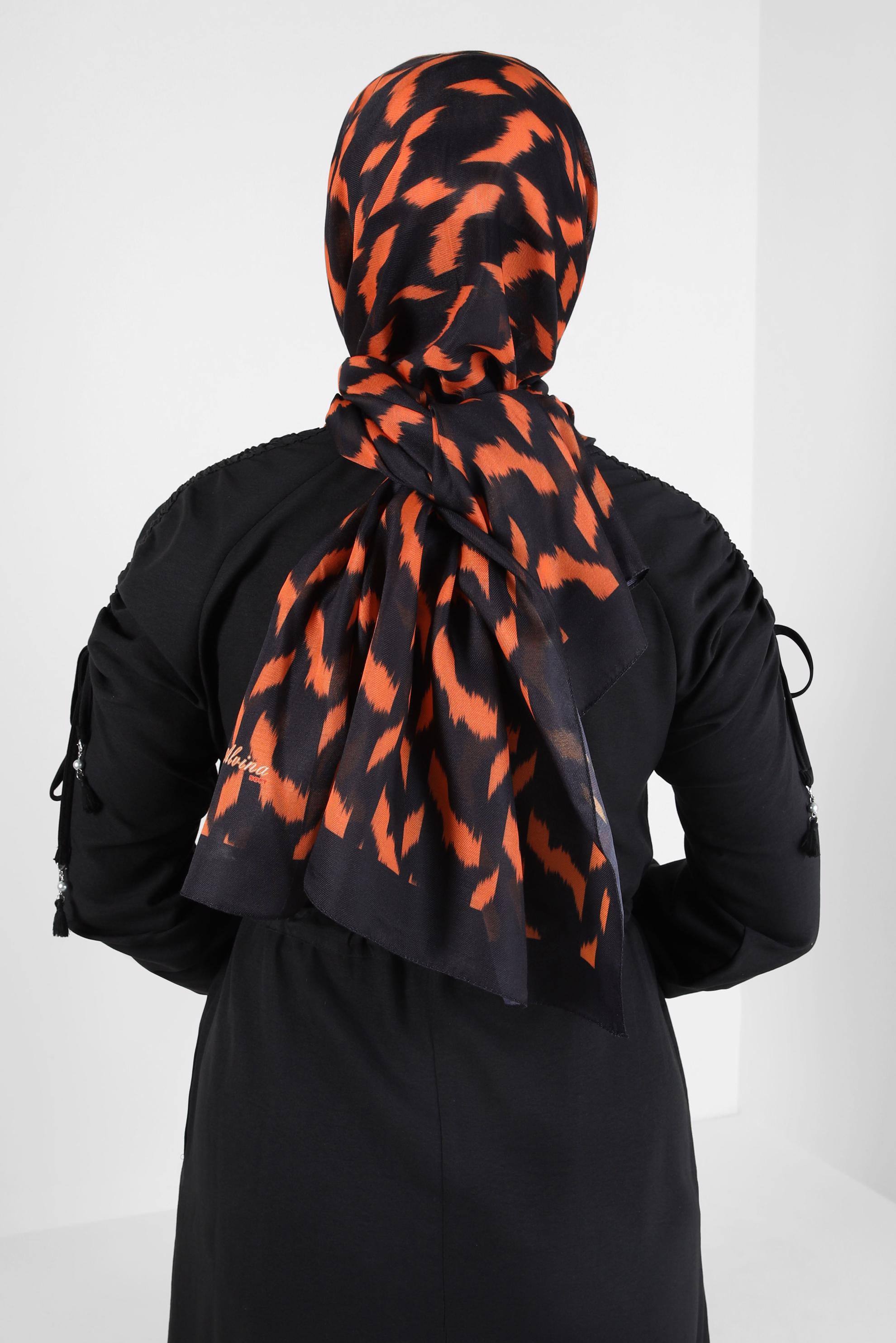 Tesettür giyim SİYAH ALVİNA DESENLİ SOFT ŞAL 8410 