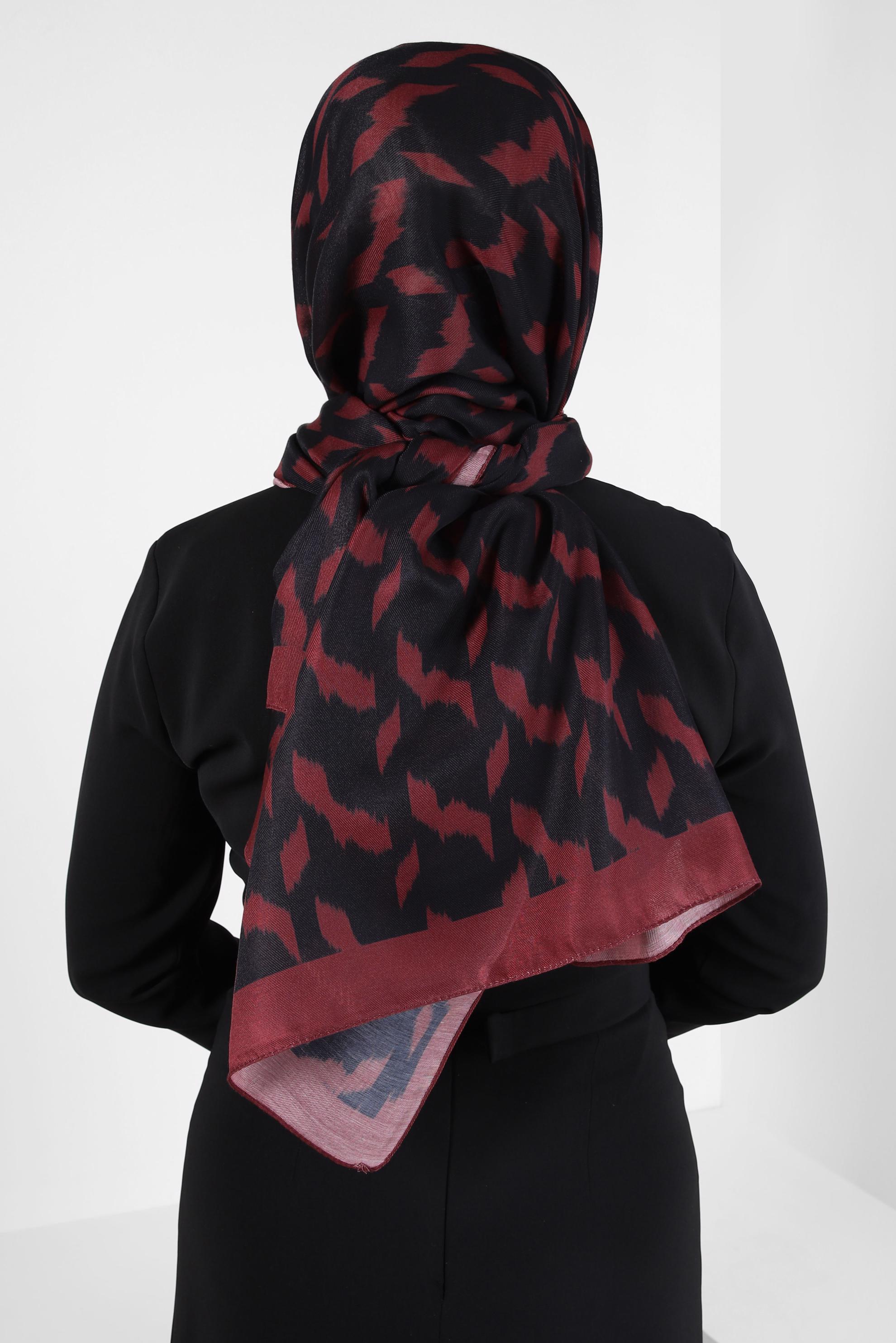 Tesettür giyim BORDO ALVİNA DESENLİ SOFT ŞAL 8410 