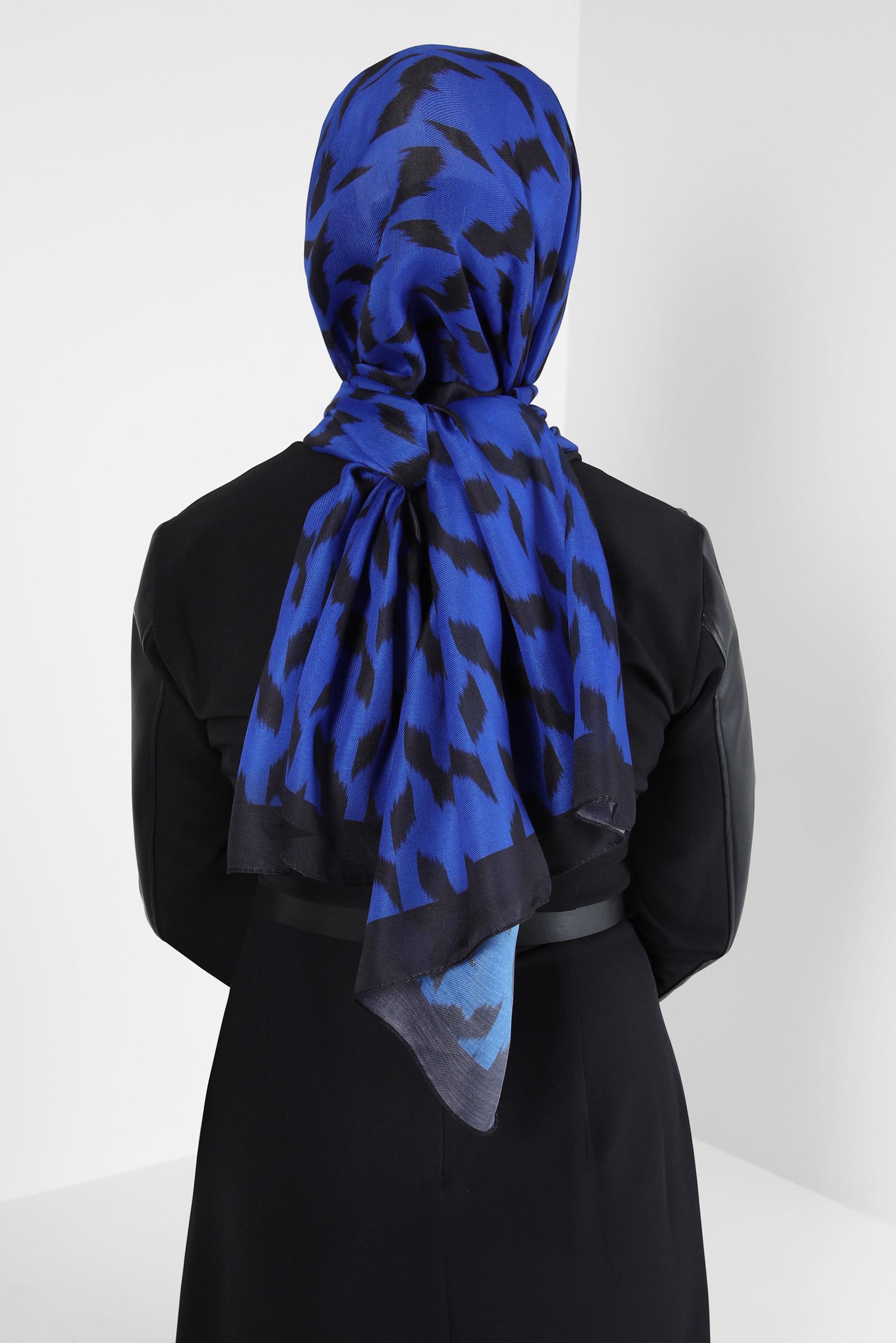 Tesettür giyim LACİVERT ALVİNA DESENLİ SOFT ŞAL 8410 