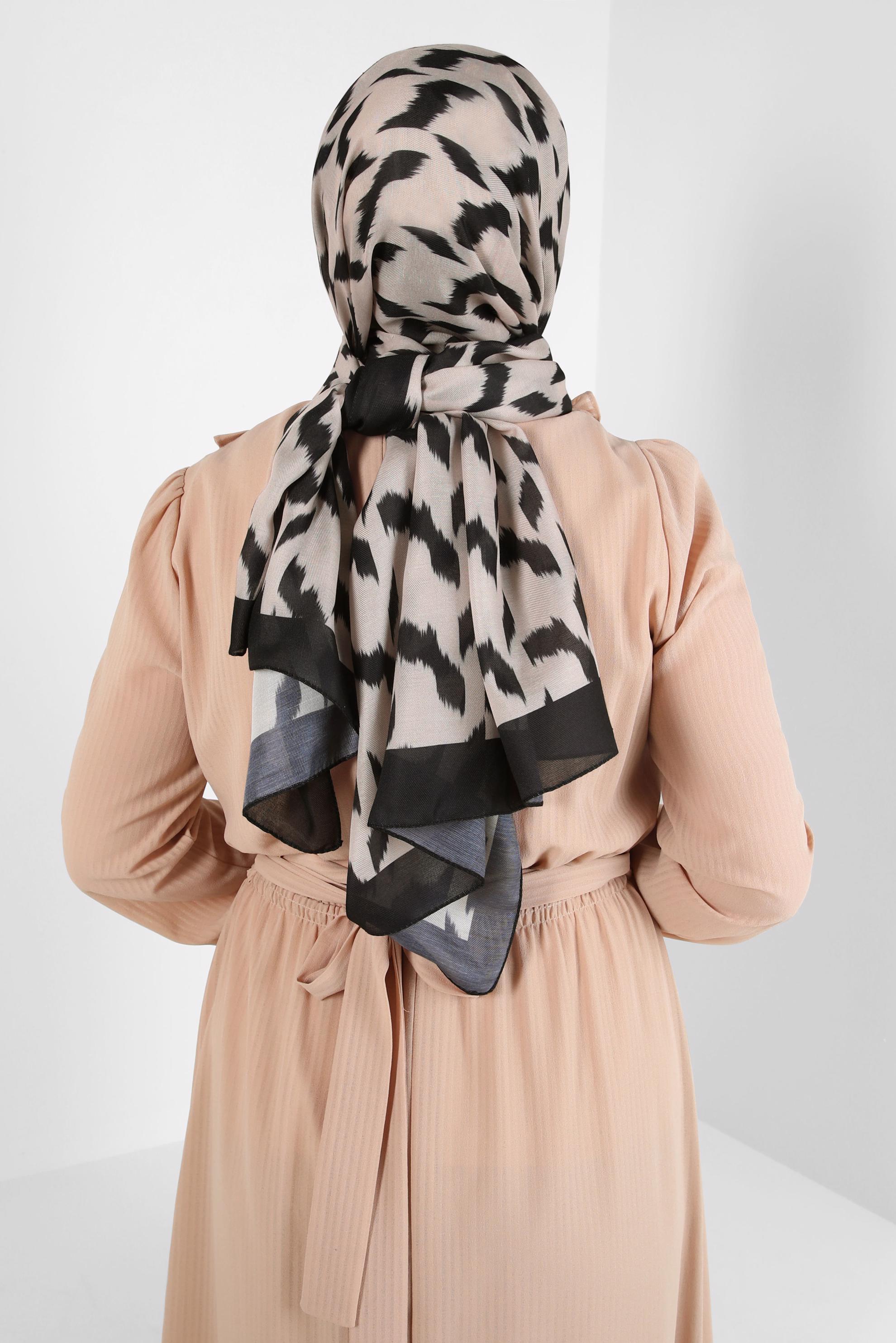 Tesettür giyim VİZON ALVİNA DESENLİ SOFT ŞAL 8410 